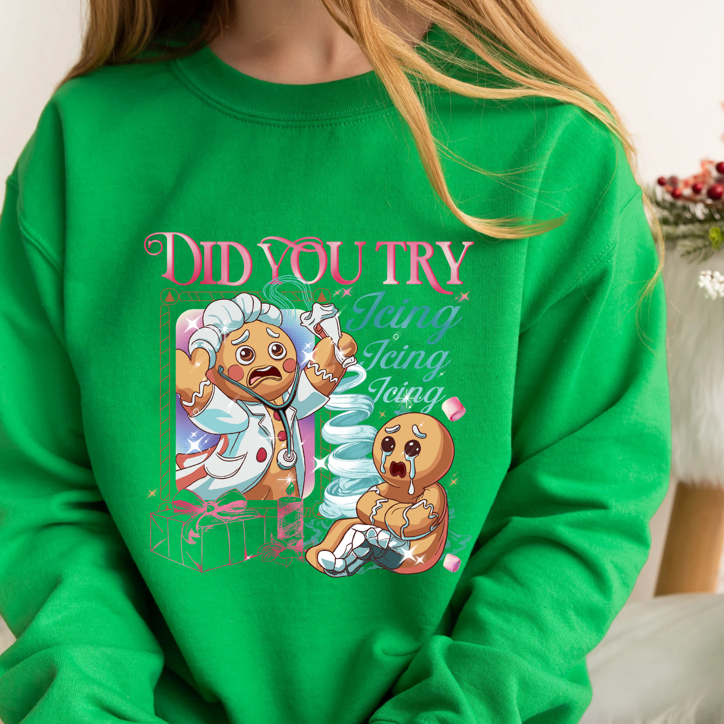 Nurse Health Care Christmas Sweatshirt, Did You Try Icing It Sweatshirt, Gingerbread Christmas Sweatshirt