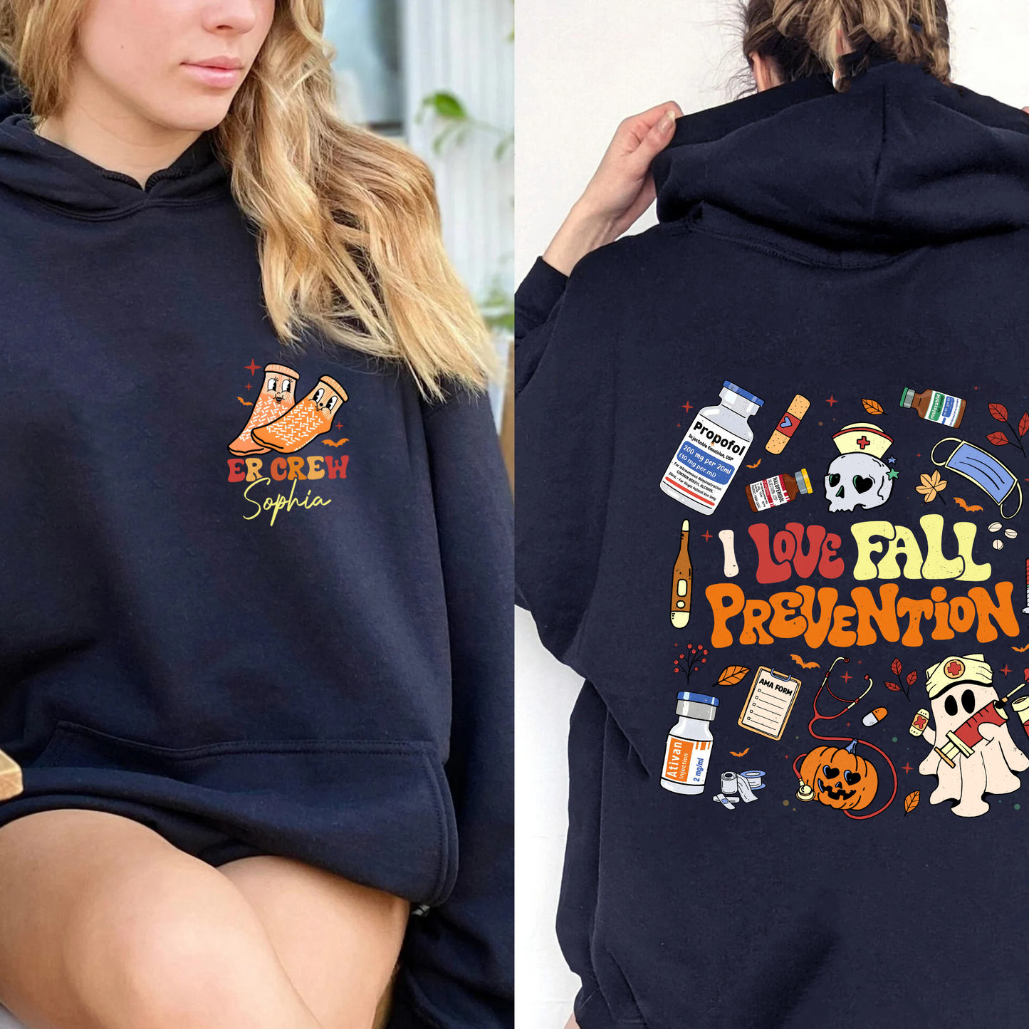 Halloween Nurse Hoodie, Custom Fall Nurse Prevention Hoodie, Nurse Boo Crew Hoodie