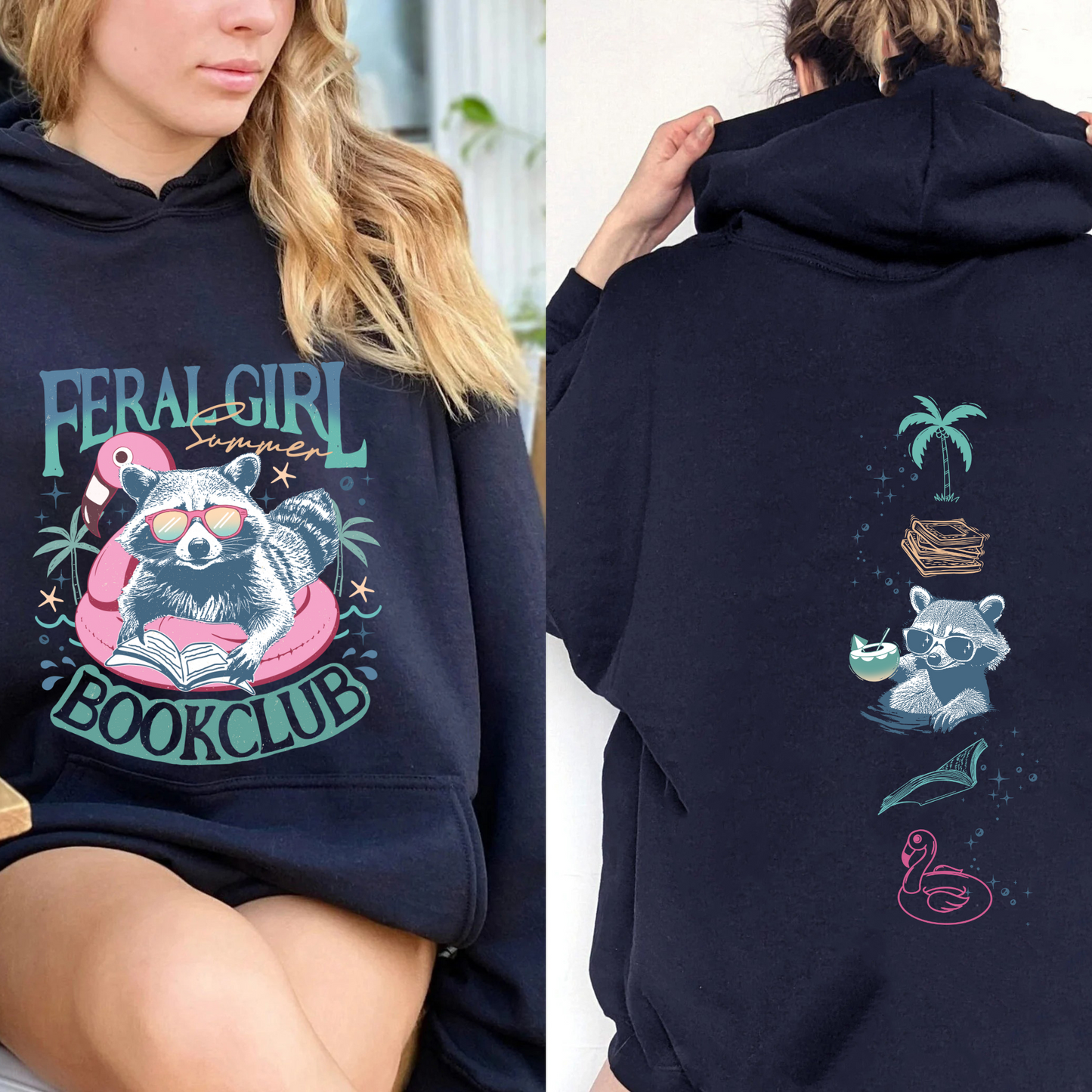Book Girl Summer Hoodie, Beach Book Lover Summer Bookish Funny Reader, Feral Girl Summer, Bookish Hoodie, Gift For Her, Romance Book
