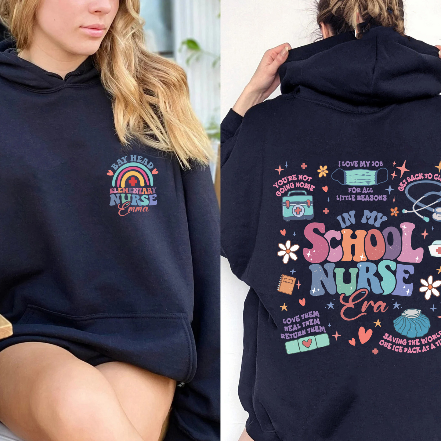 Personalized School Nurse Hoodie, Custom Nurse Hoodies, Nursing School Hoodie, Nursing School Gift, in My Nursing School Era Hoodie