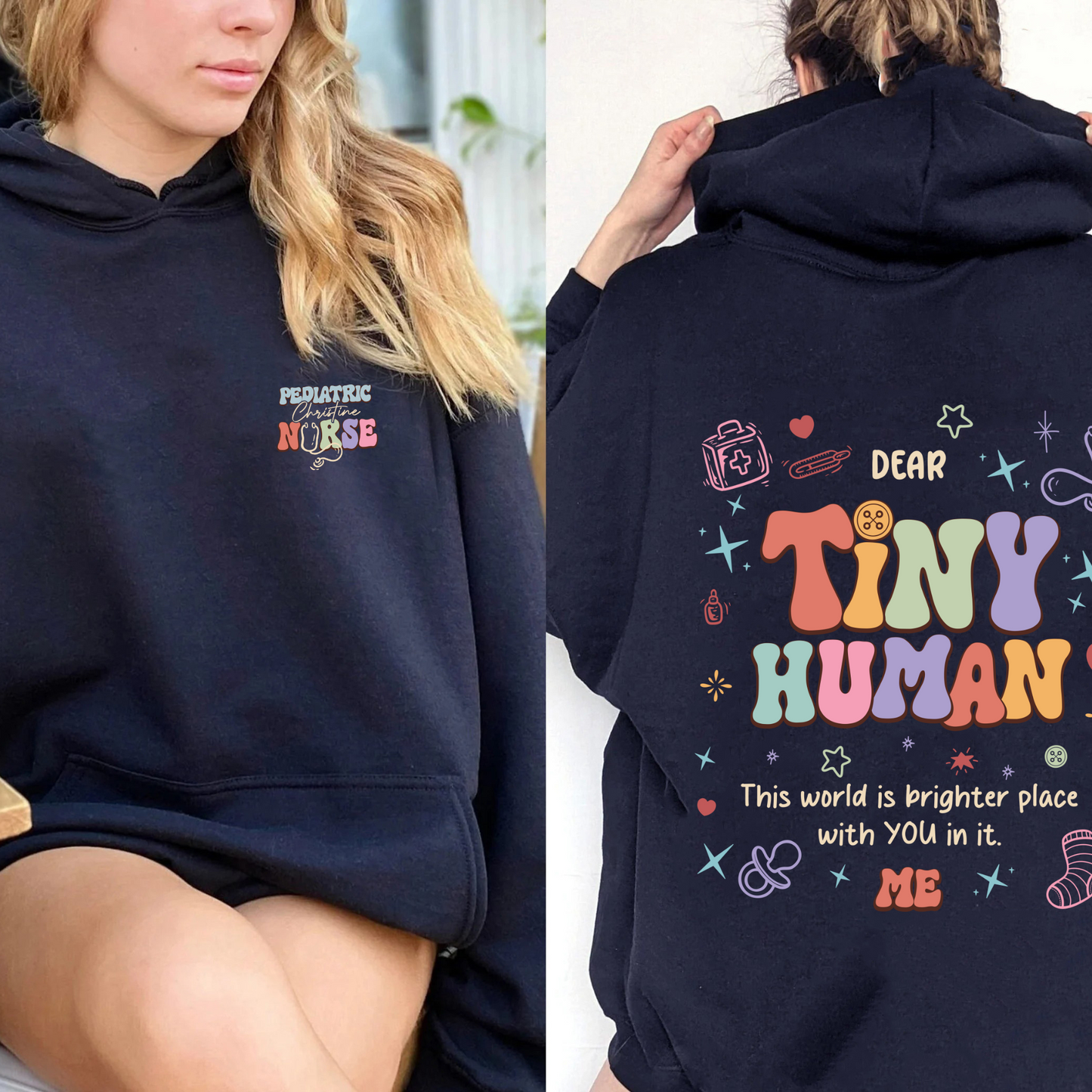 Pediatric Nurse Hoodie, Pediatric Nurse Hoodie, Pediatric Nurse Hoodie Custom, Dear Tiny Humans Behind Me, Pediatric Nurse Gift
