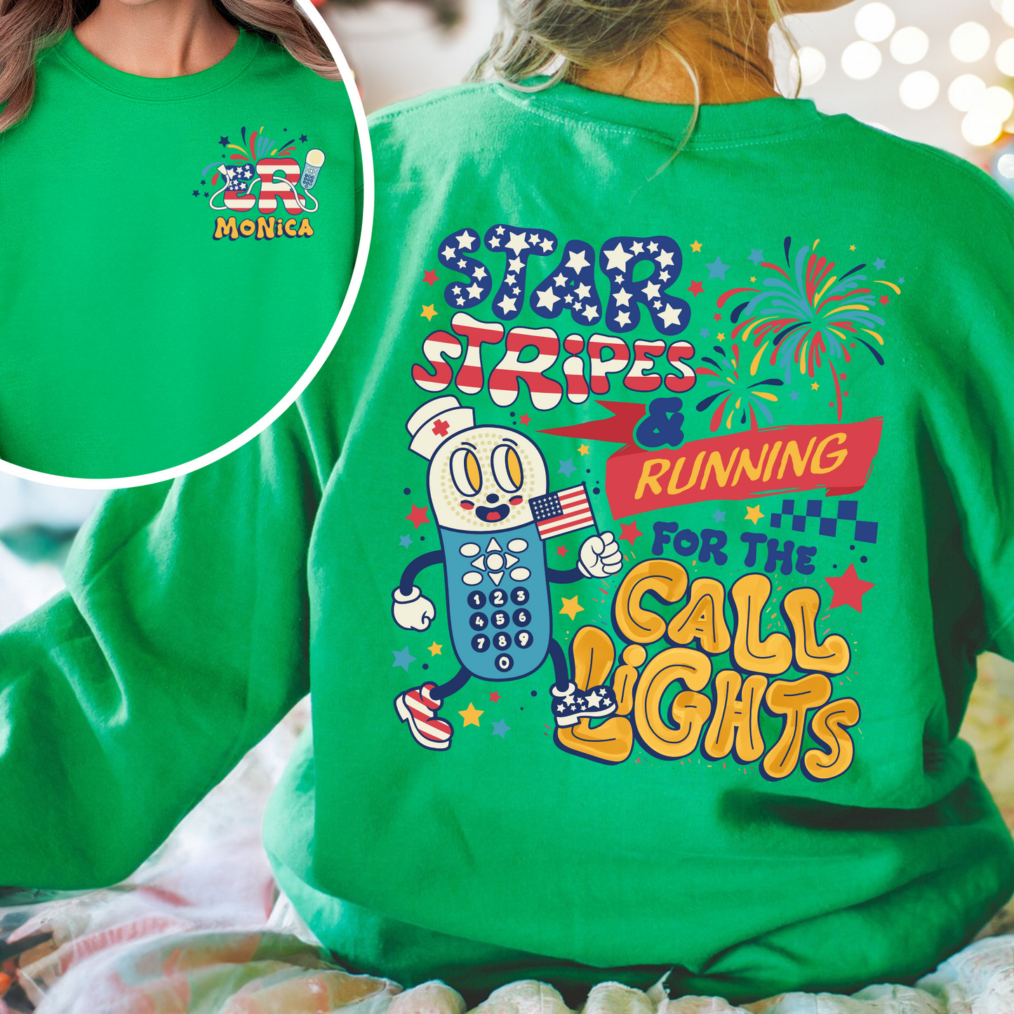 4th of July Er Nurse Sweatshirt, Er Nurse Custom, Independence Day Sweatshirt, Running for Call Light, Er Nurse Sweatshirt for Work, American Nurse