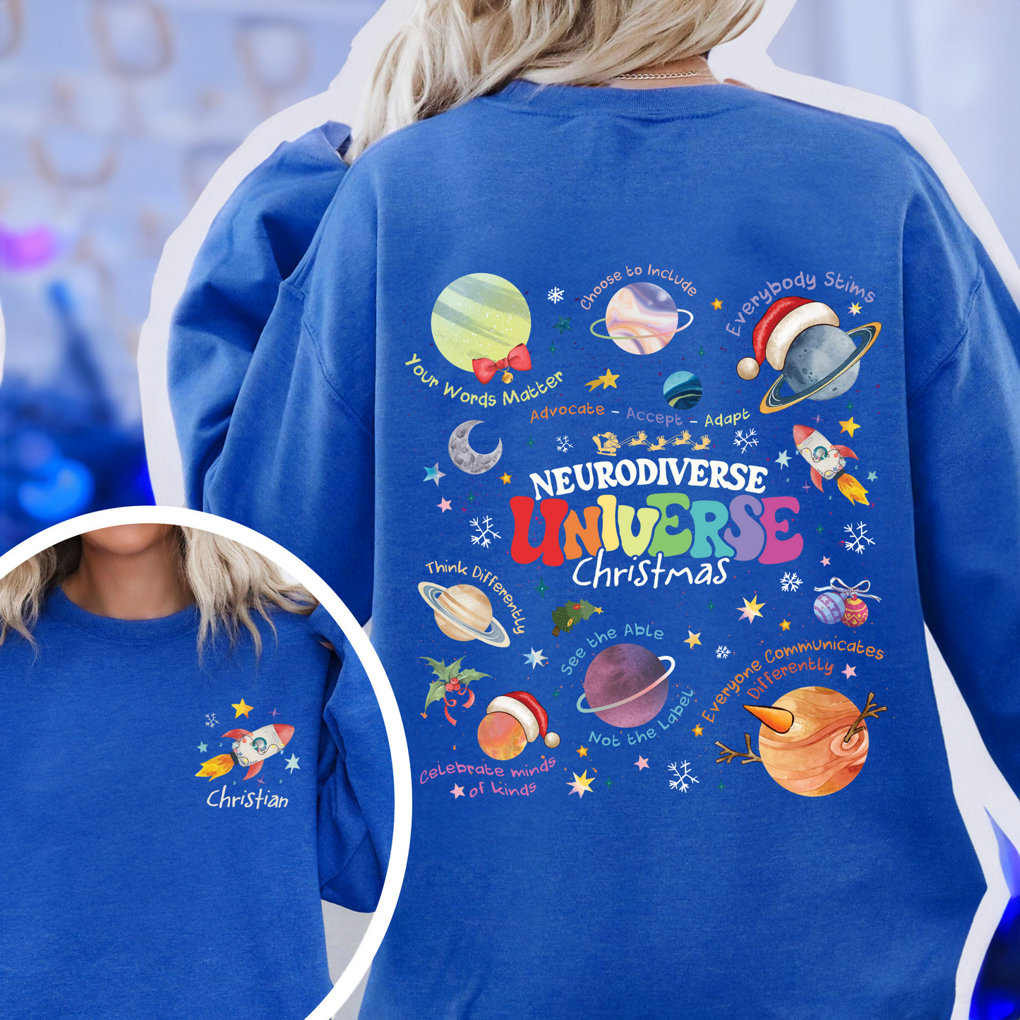 Autism Awareness Sweatshirt, Neurodiverse Universe Christmas Sweatshirt, Just Let Me Stim Sweatshirt