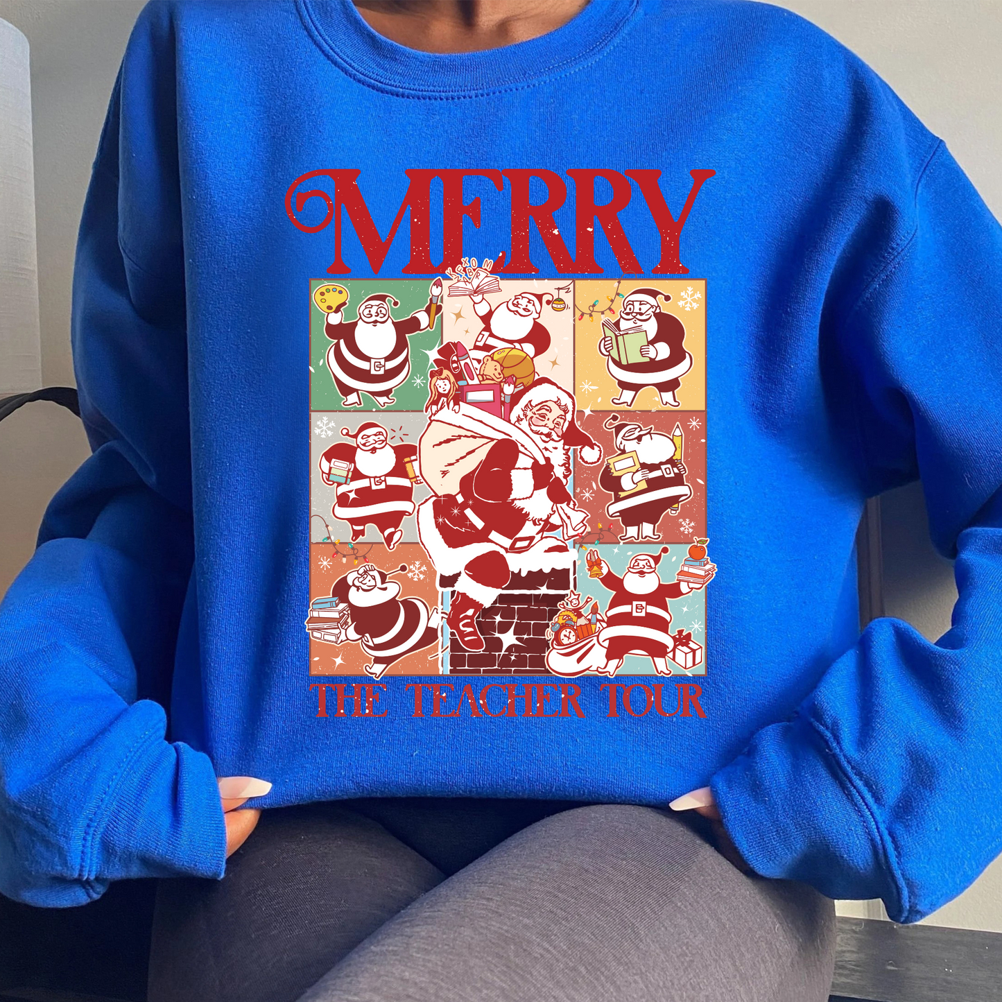 Christmas Teacher Sweatshirt, Santa Teacher Era Tour Sweatshirt, Merry Christmas Sweatshirt