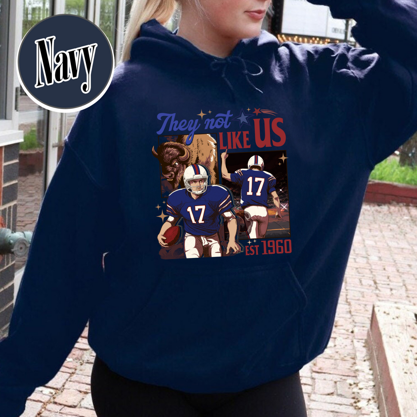 Custom Football Hoodie, They Not Like Us Football Hoodie, Go Bills Hoodie