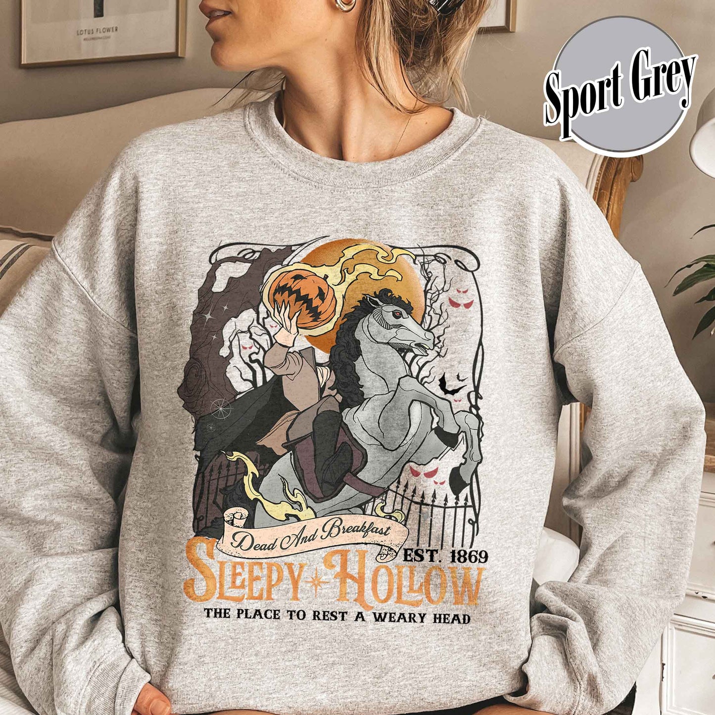 Halloween Sweatshirt, Sleepy Hollow Mens Sweatshirt, Headless Horseman Sweatshirt, Halloween Teeth Sweatshirt