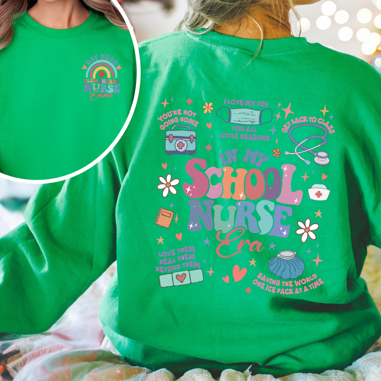 Personalized School Nurse Sweatshirts, Custom Nurse Sweatshirts, Nursing School Sweatshirt, Nursing School Gift, in My Nursing School Era Sweatshirts