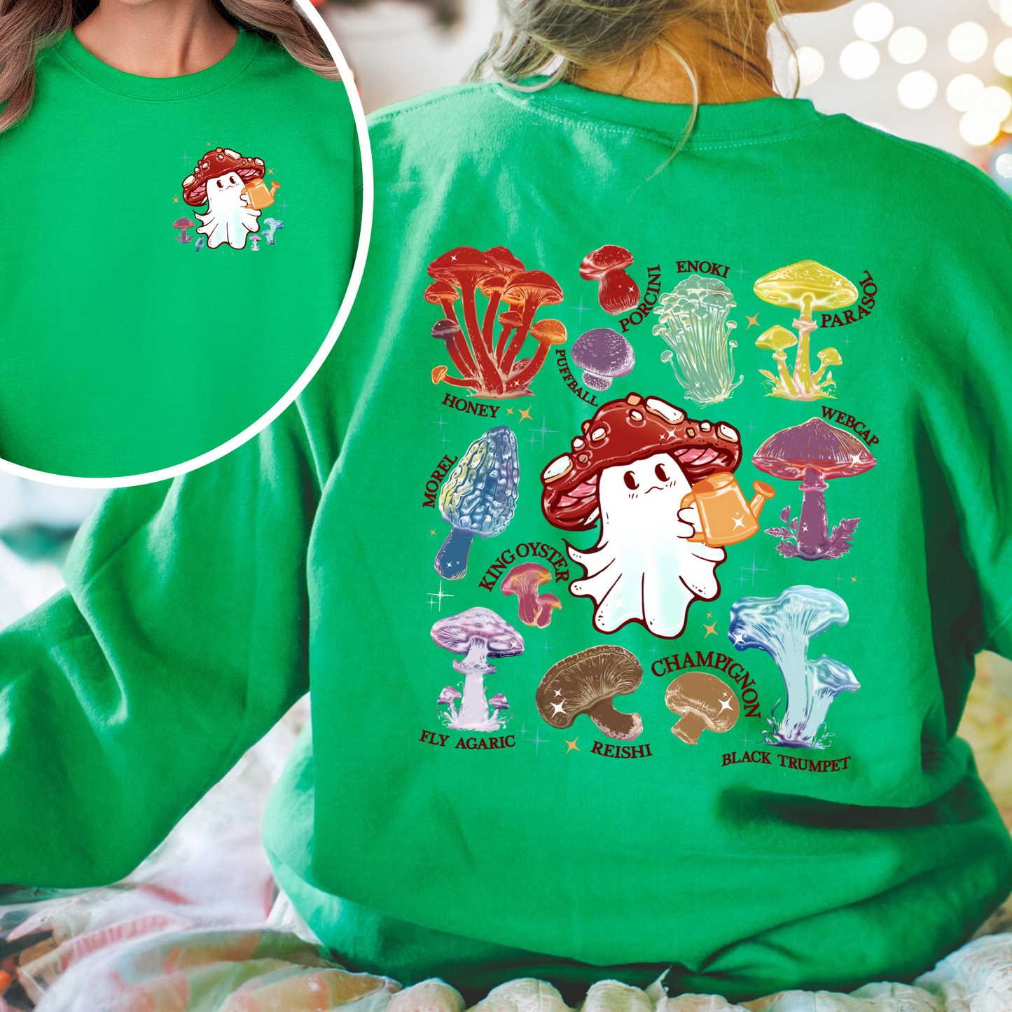 Halloween Sweatshirt, Magic Mushroom Microdose Sweatshirt, Mystical Mushroom Ghost Sweatshirt