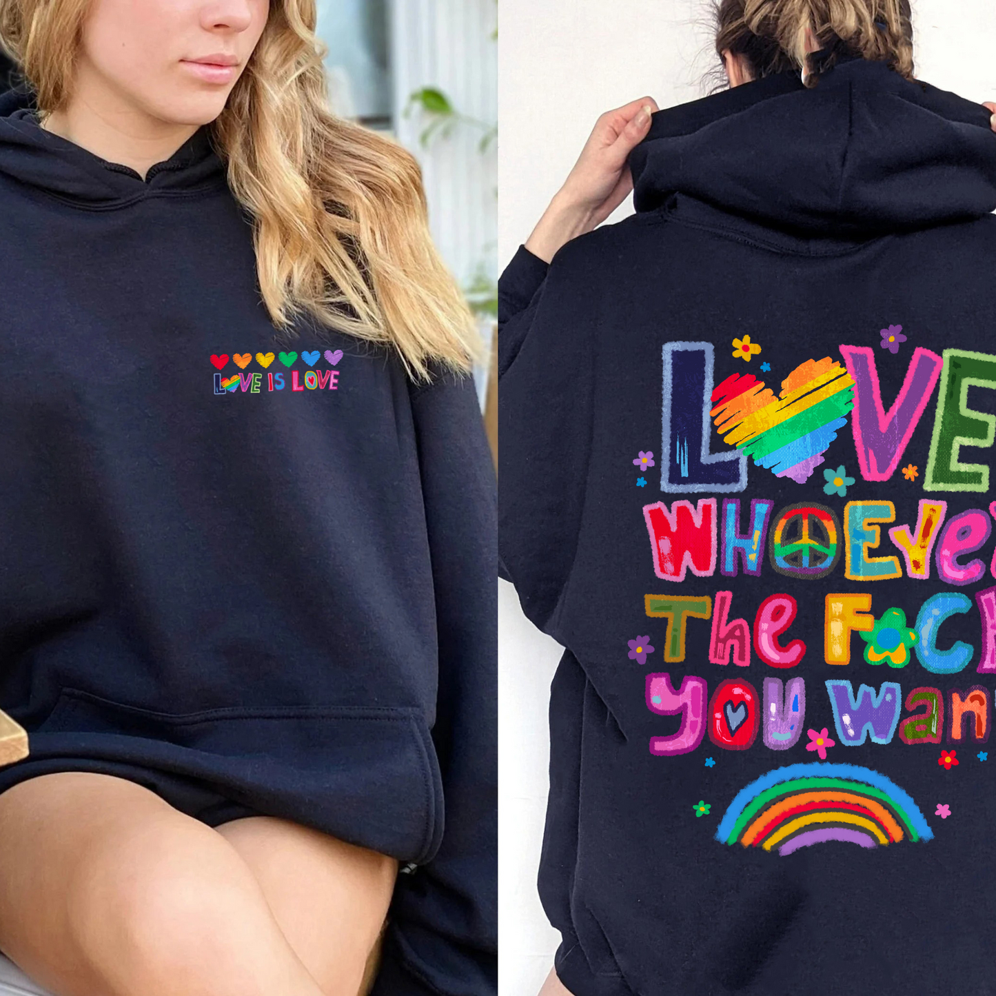Love Whoever the F You Want Hoodie, Pride Month Hoodie, LGBT Hoodie, Rainbow Hoodie, Gay Pride Trendy Hoodie, Live Laugh Lesbian, Lesbian Hoodie
