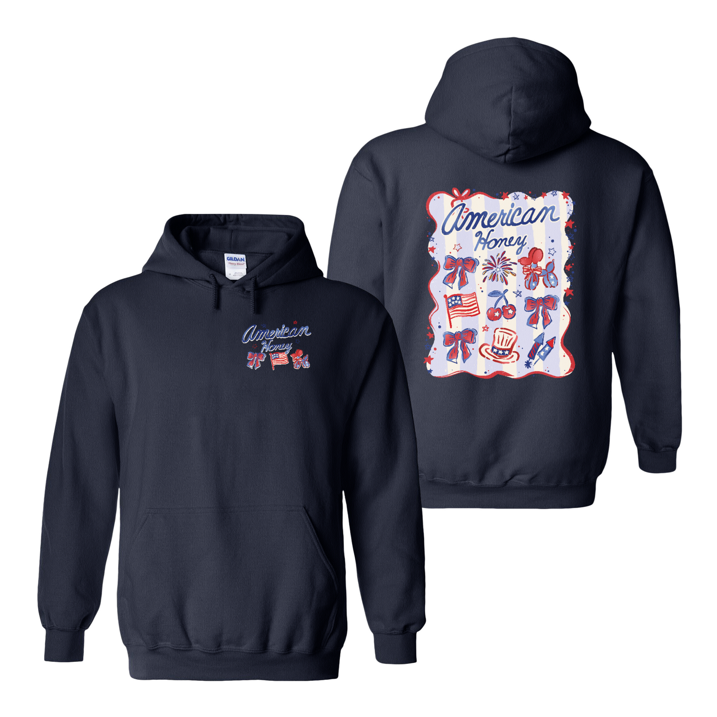 4th of July Hoodie, American Honey Coquette Hoodie, Girly Independence Day USA Hoodie