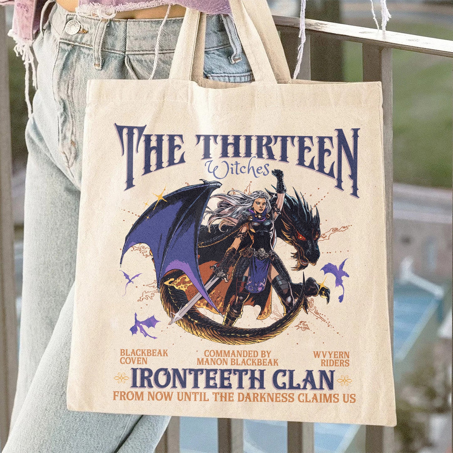 The Thirteen Tote Bag, Manon Blackbeak Ironteeth Bag, Darkness Claims Us Bag, Tog Bag