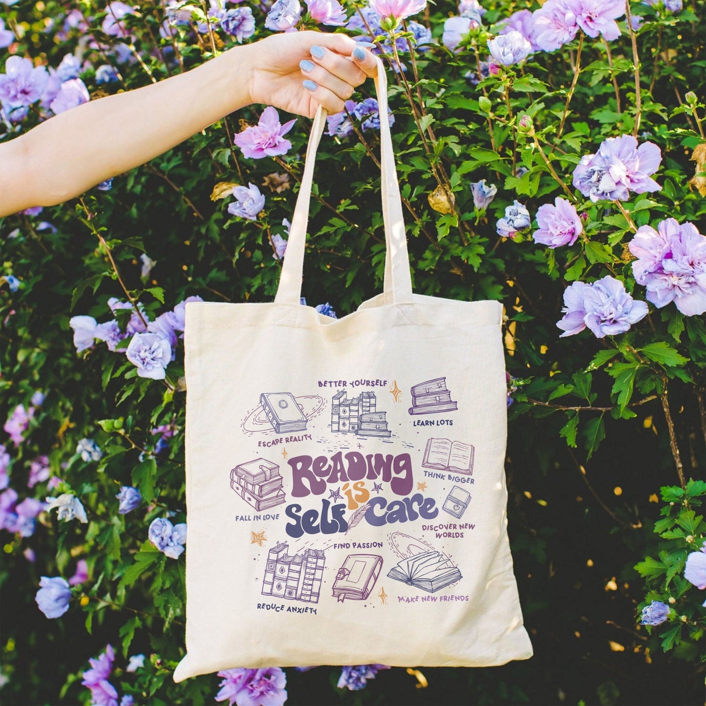Reading Is Self Care Bag, Reading Is Self-Care, Book Bag 2024, Gift for Book Lover Bag