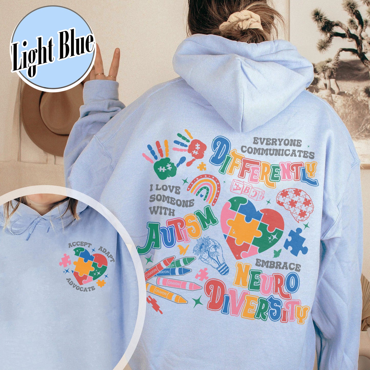 Autism Awareness Hoodie, Everyone Communicates Differently Autism Hoodie
