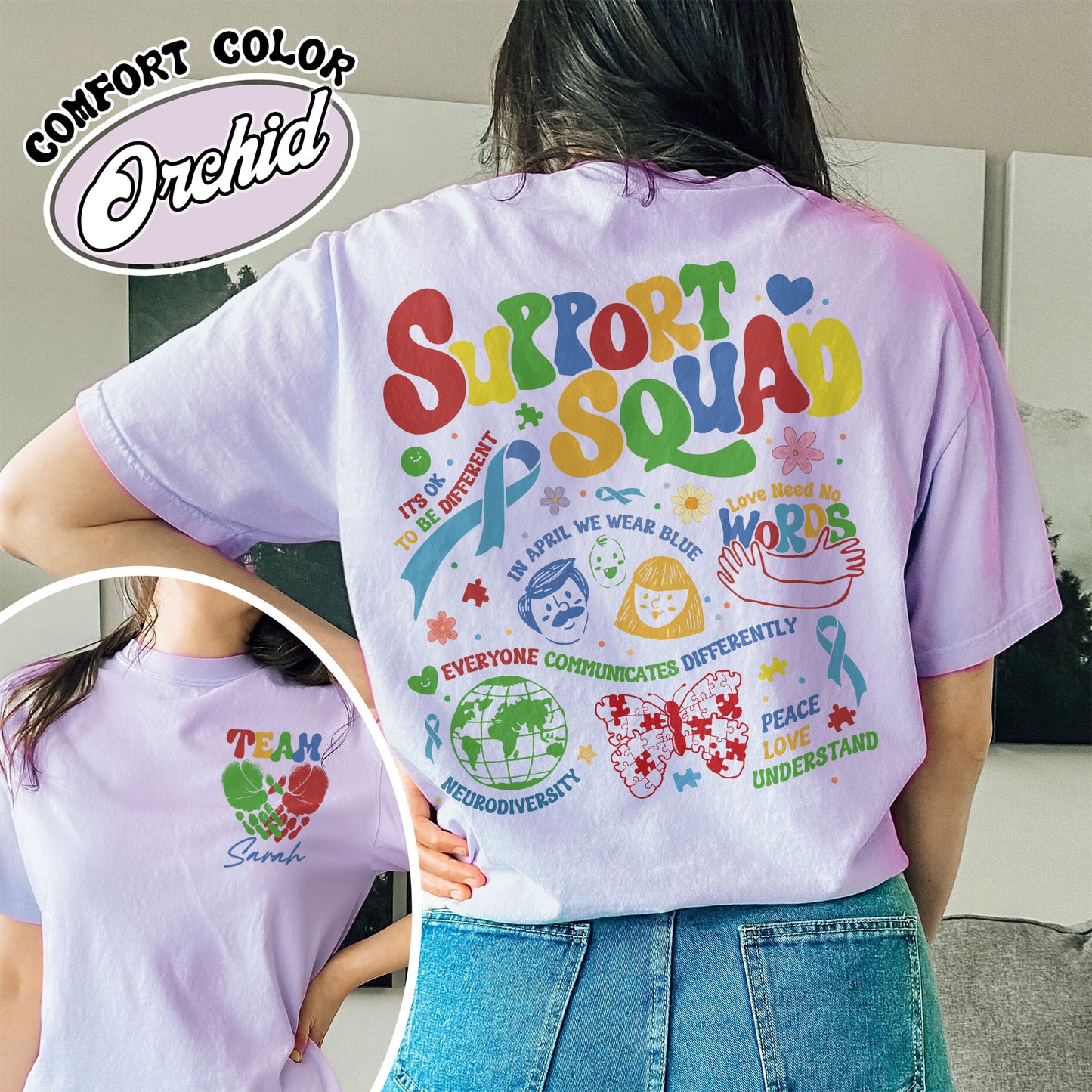 Autism Awareness Comfort Color Shirt, Custom Support Squad Autism Shirt, Autism Family Team Shirt