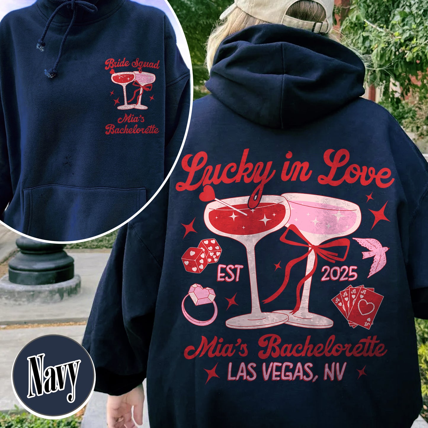 Bachelorette Hoodie, Custom Bachelorette Party Hoodie, Bride Team Bride Hoodie, Lucky in Love Hoodie