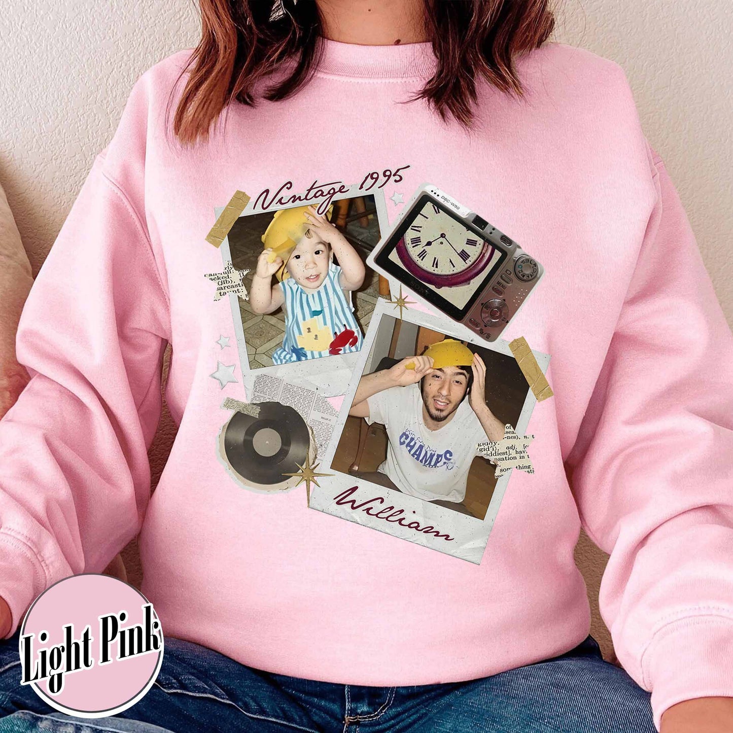 Birthday Party Sweatshirt, Custom Vintage Photo and Year Sweatshirt With Picture Personalized 30th 40th
