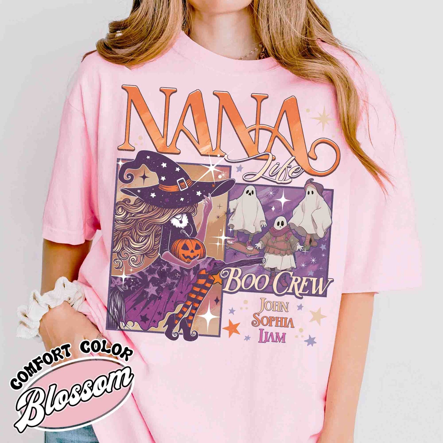 Halloween Comfort Color Shirt, Custom Halloween Nana Witch Shirt, Spooky Mama Shirt