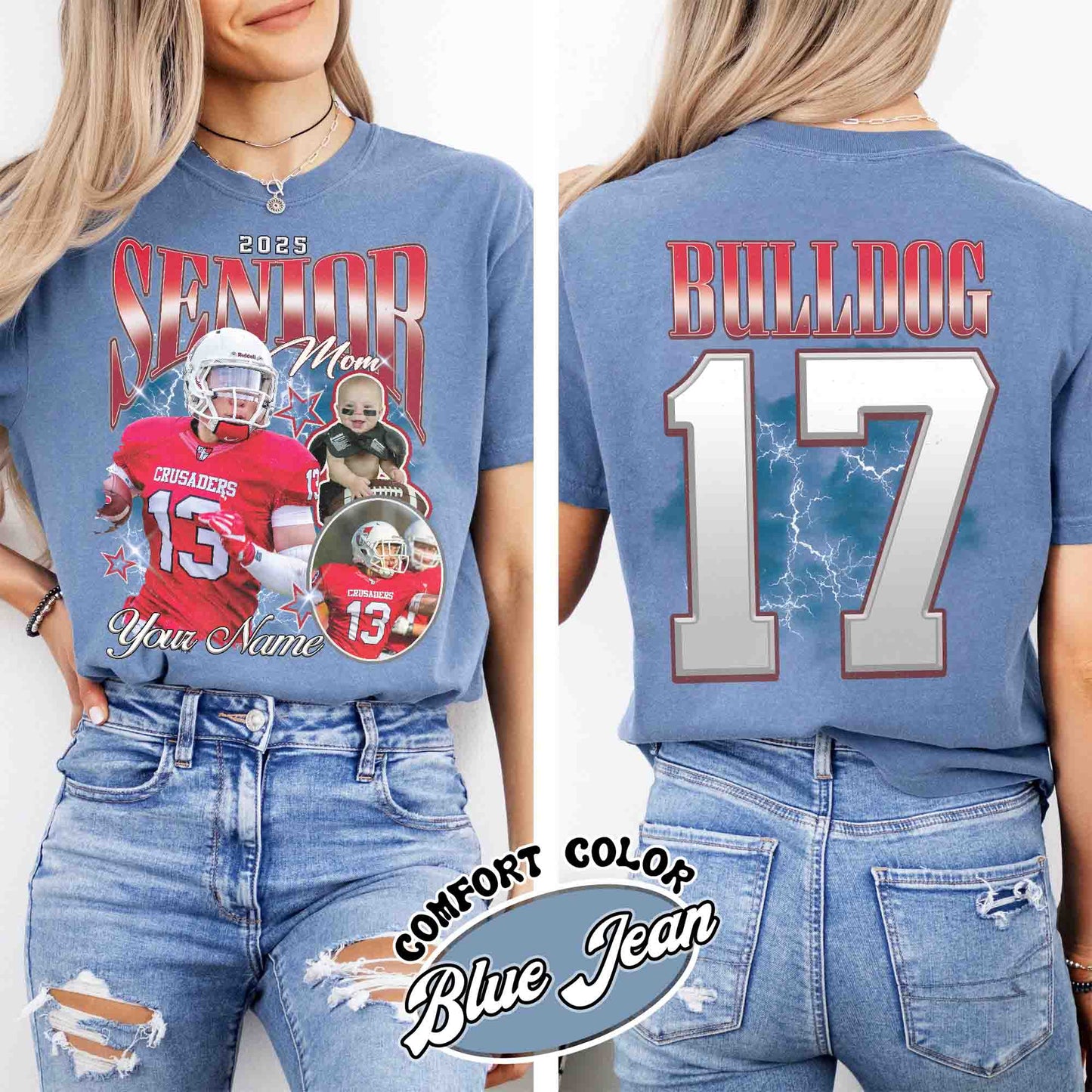 Custom Senior Football Mom Shirt, Senior Football Mom 2025, Mom of a Senior Football, Custom Football Shirt With Photo, Bootleg Sports Shirt