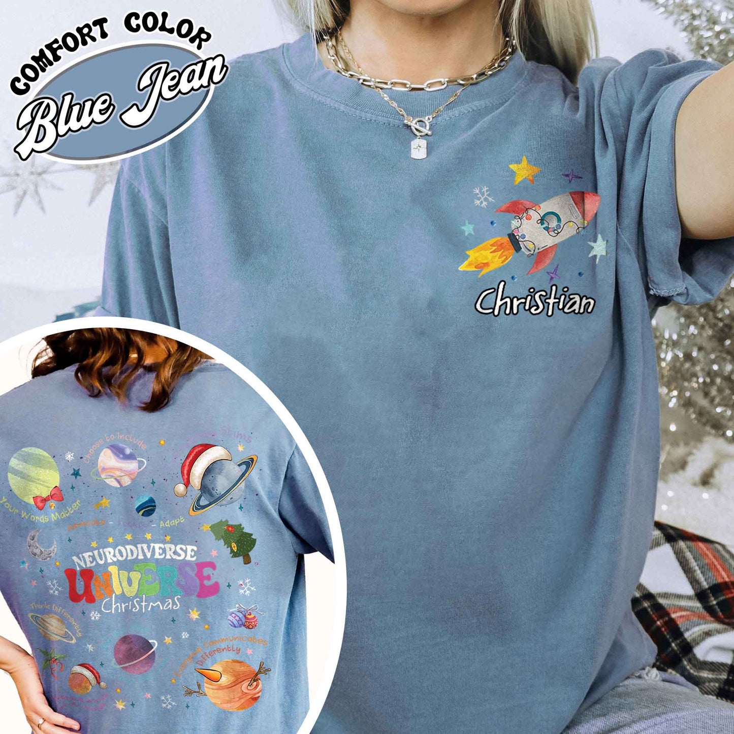 Autism Awareness Comfort Color Shirt, Neurodiverse Universe Christmas Shirt, Just Let Me Stim Shirt