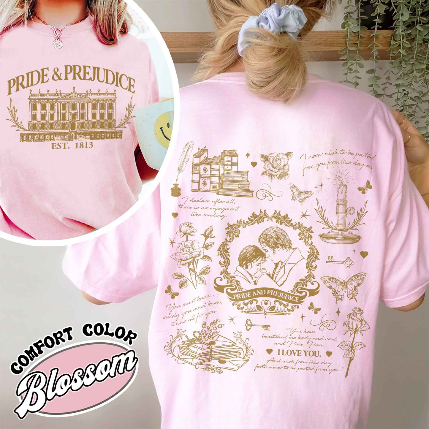 Book Lover Comfort Color Shirt, Pride and Prejudice Quotes Shirt, Romance Novels Gift Shirt, Pemberley Shirt