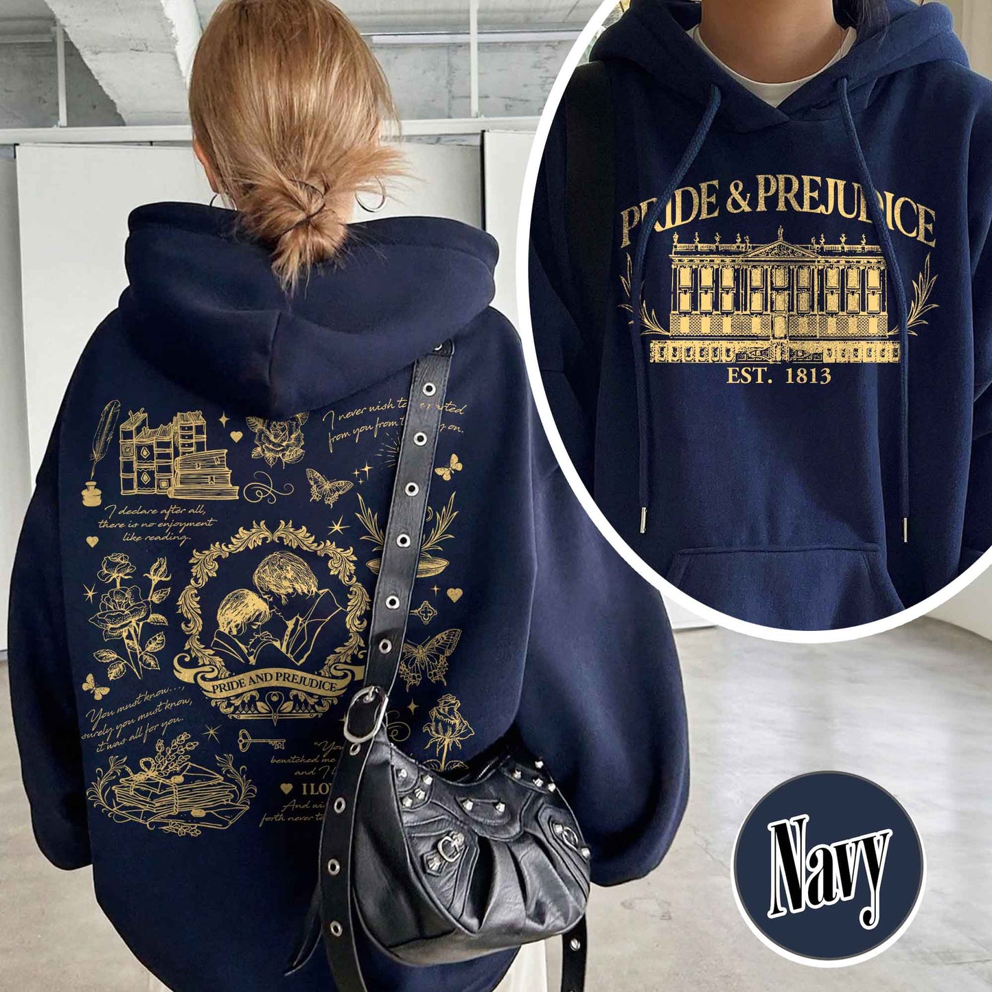 Book Lover Hoodie, Pride and Prejudice Quotes Hoodie, Romance Novels Gift Hoodie, Pemberley Hoodie