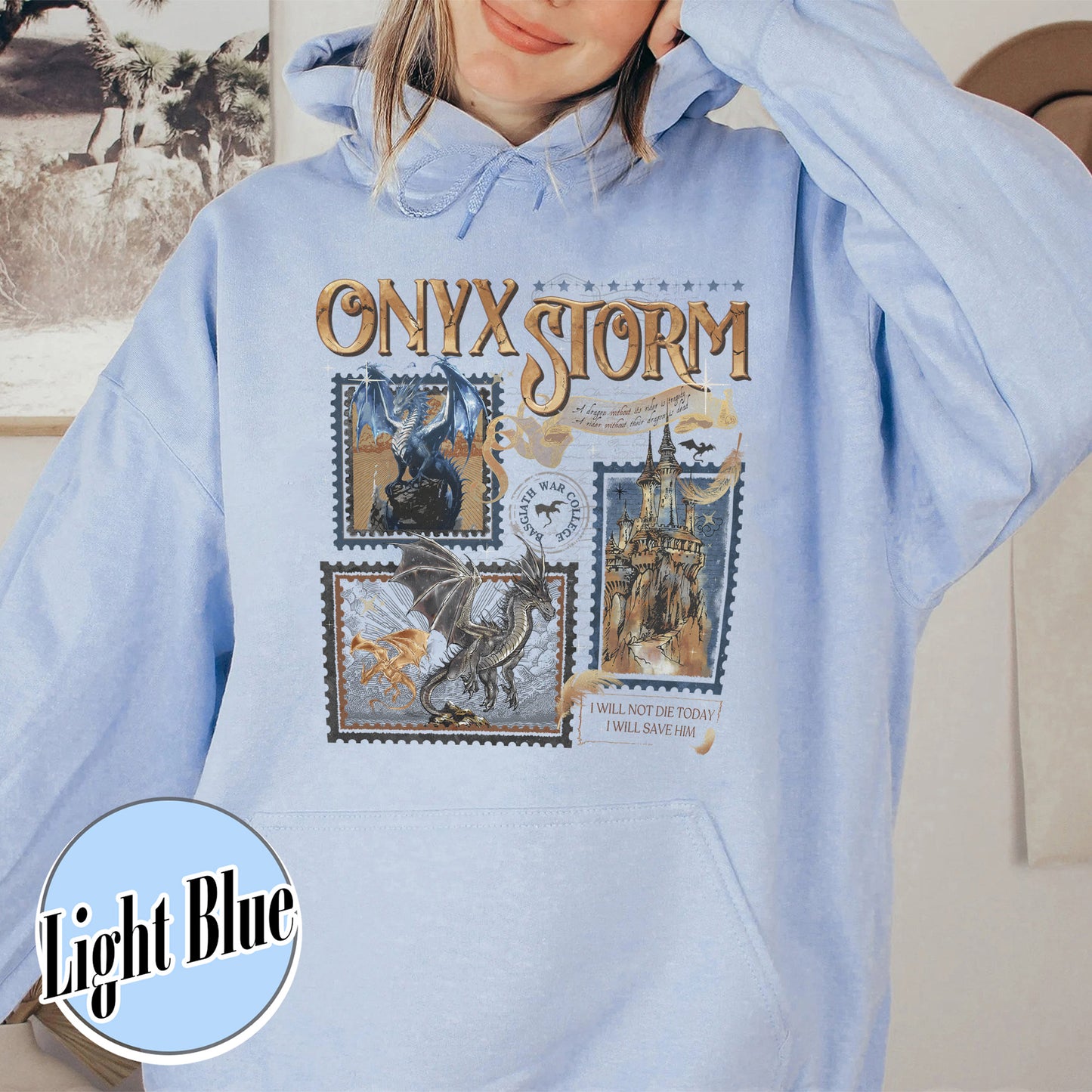 Bookish Hoodie, Fantasy Book Club Stamp Hoodie, Onyx Storm Dragon Rider Basgiath War College Hoodie