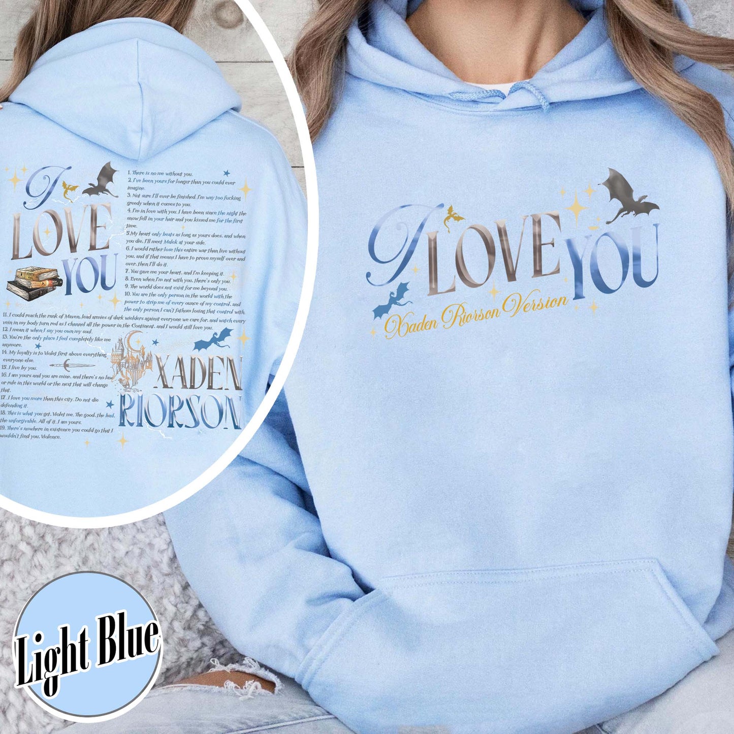 Bookish Hoodie, I Love You Xaden Riorson Version Hoodie, Fourth Wing Book Hoodie