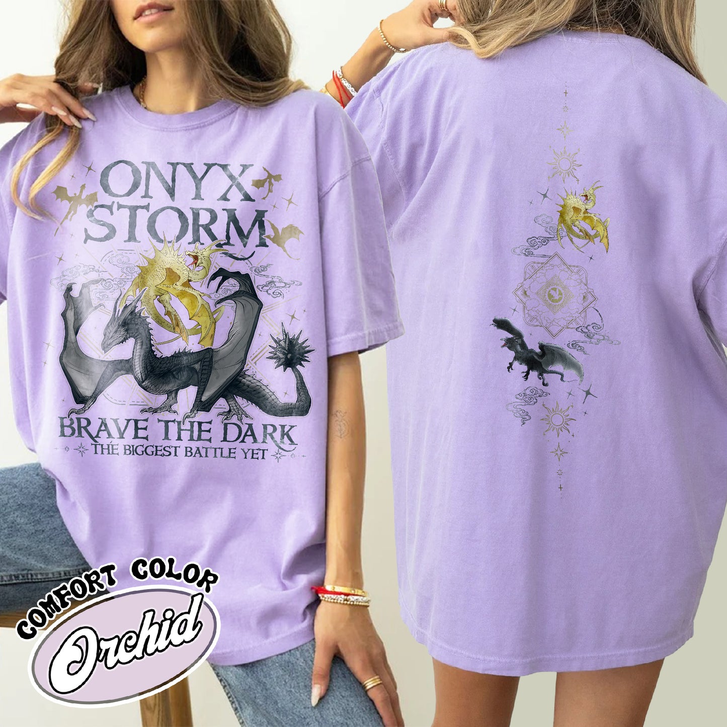 Bookish Comfort Color Shirt, Onyx Storm Brave the Dark Shirt, Fourth Wing Series Shirt, Dragon Rider Shirt
