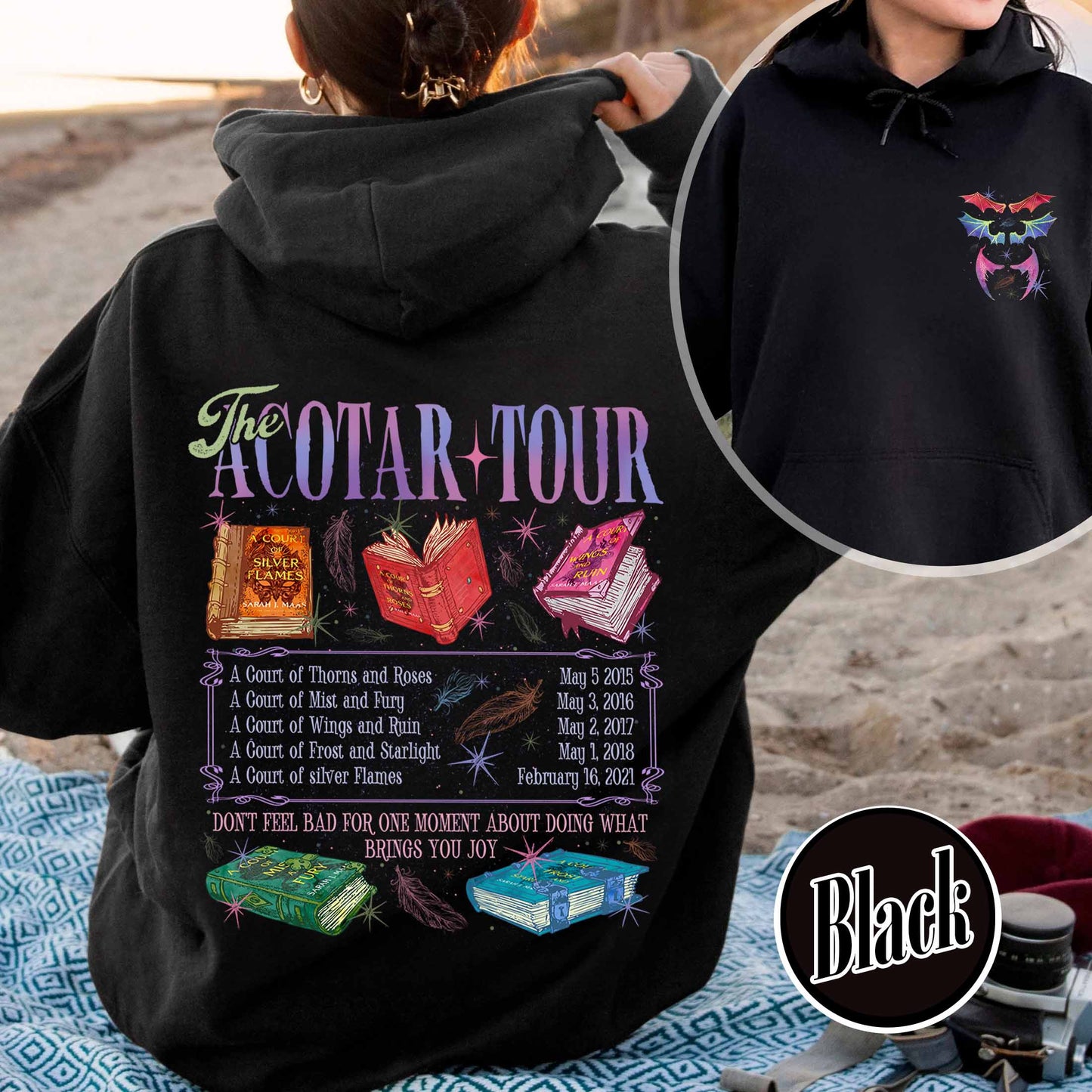 Bookish Hoodie, the ACOTAR Tour Hoodie, Fan of Acotar Series Two Sided Hoodie