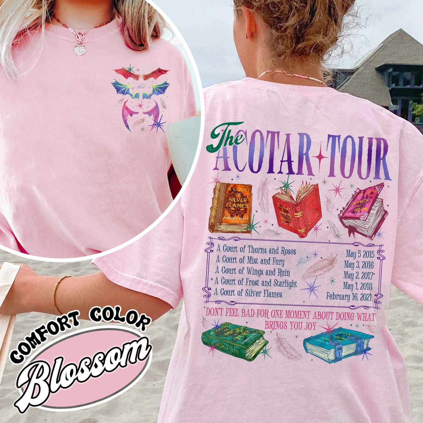 Bookish Comfort Color Shirt, the ACOTAR Tour Shirt, Fan of Acotar Series Two Sided Shirt