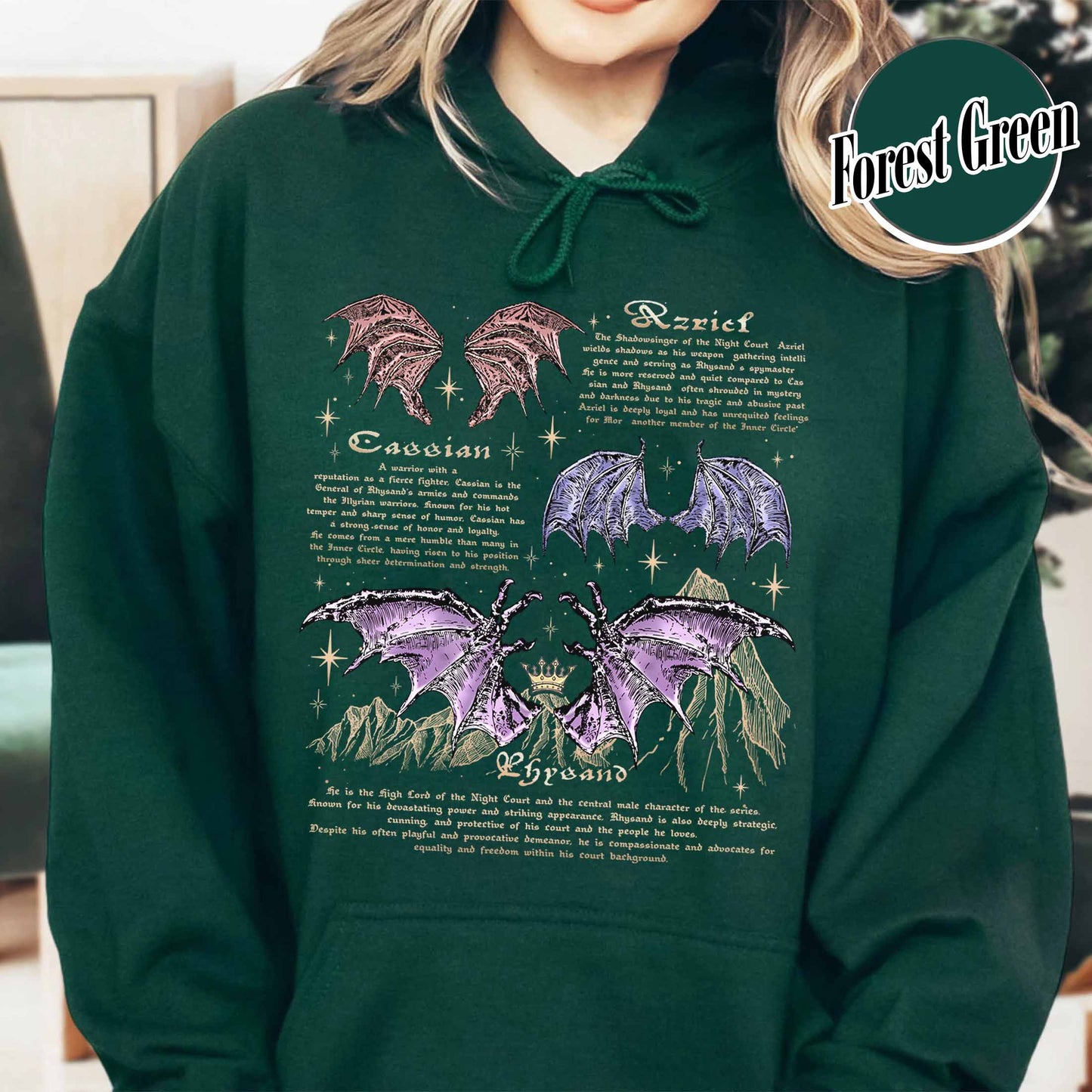 Bookish Hoodie, the Bat Boys Acotar Rhysand Cassian Azriel Hoodie, Acotar the Night Court Hoodie