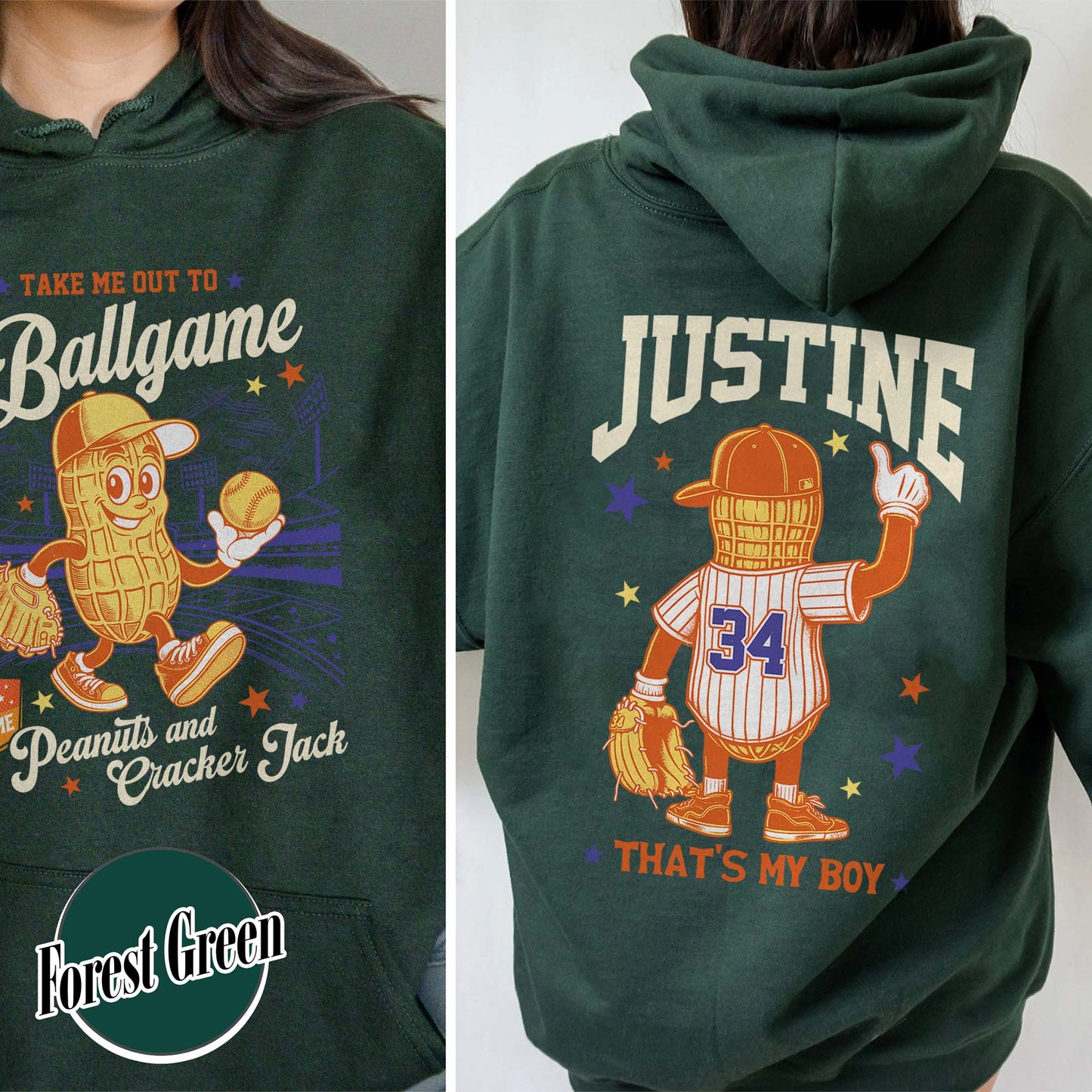 Custom Baseball Mom Hoodie, Gift for Baseball Mama,T-Ball Mom, Take Me Out to the Ballgame