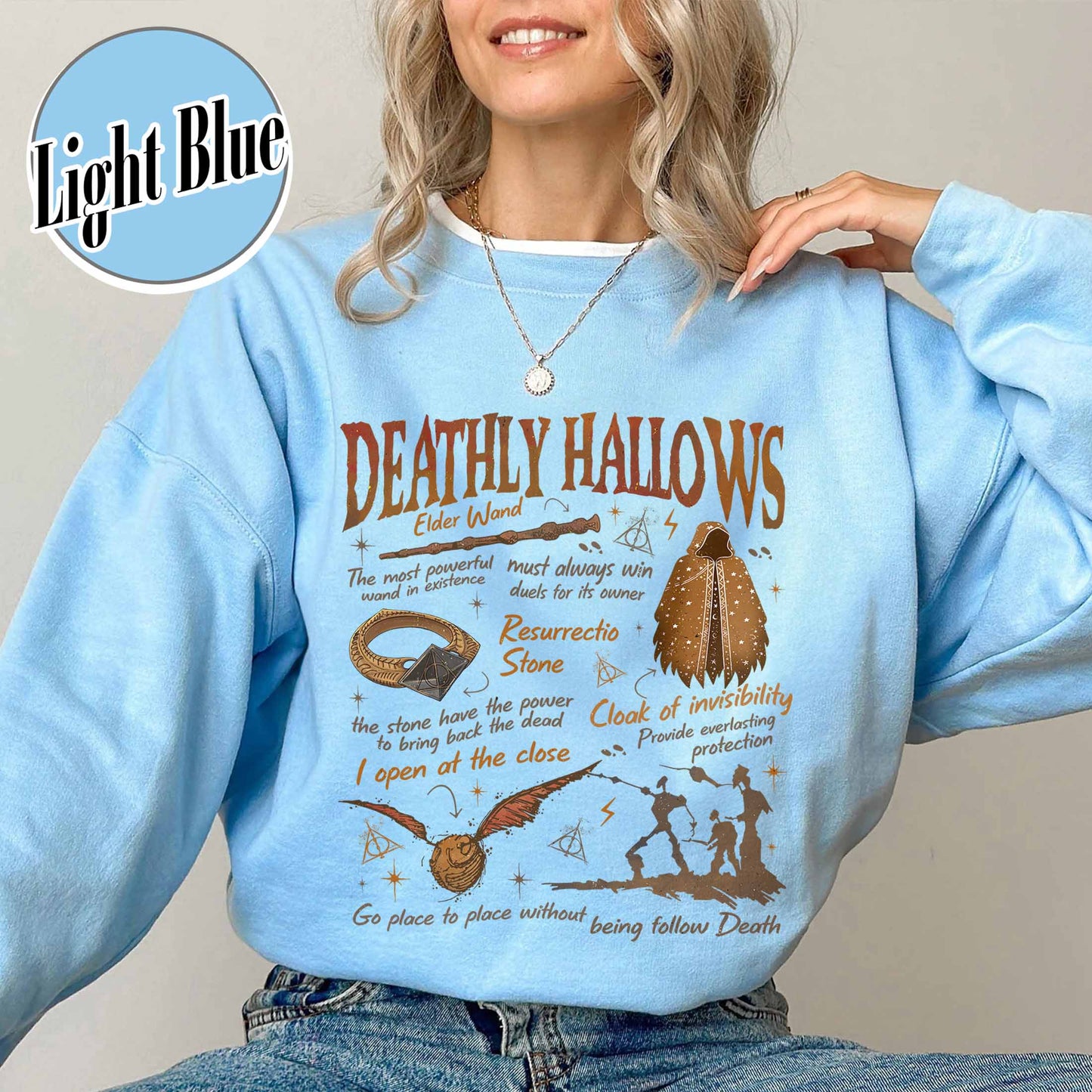 Deathly Hallows Wizard Sweatshirt, Wizarding World Sweatshirt for Fan, Halloween Fall Season Sweatshirt, Gift for Book Lover