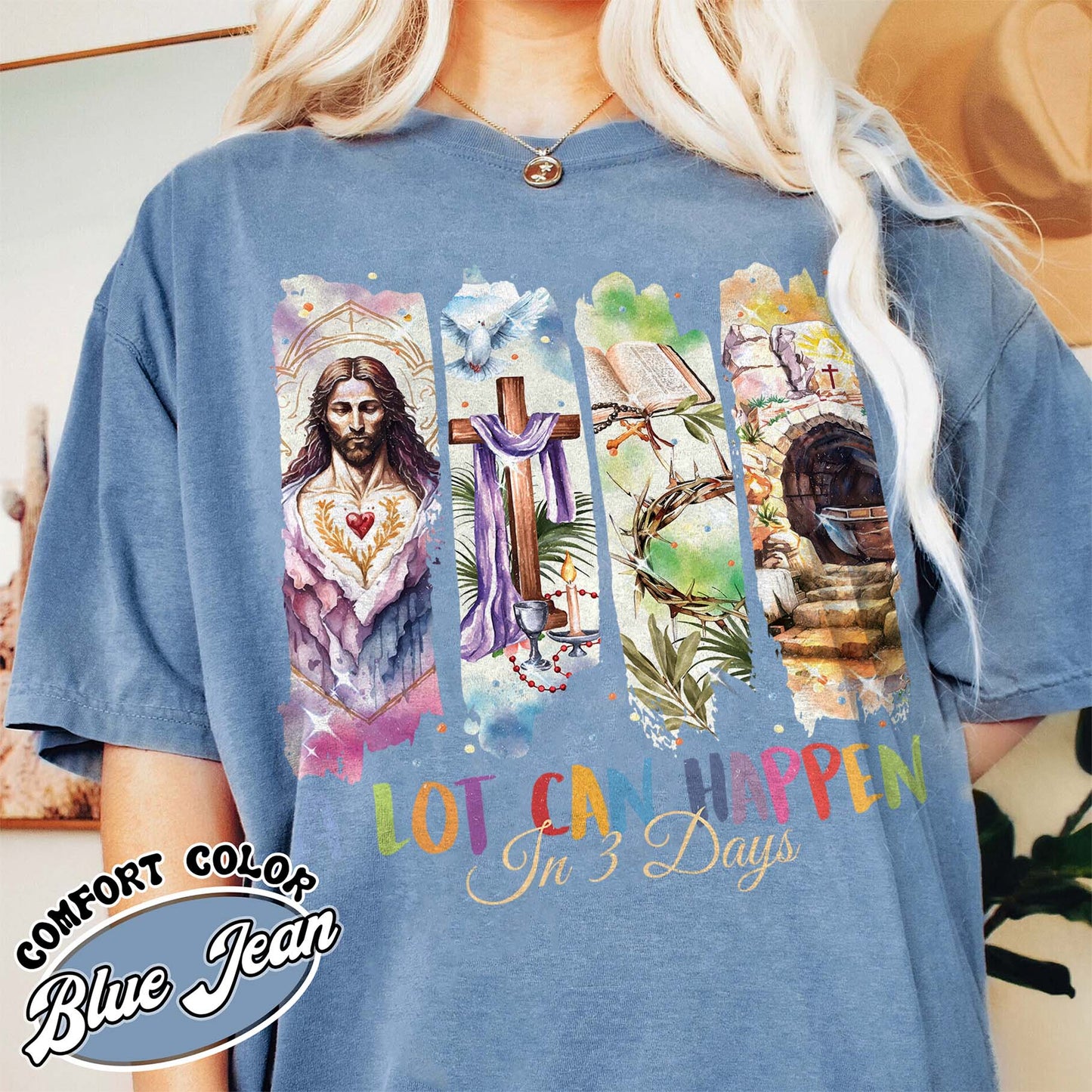 Easter Comfort Colors Shirt,A Lot Can Happen in 3 Days Shirt, Retro Christian Easter Tee, Easter Church Gift