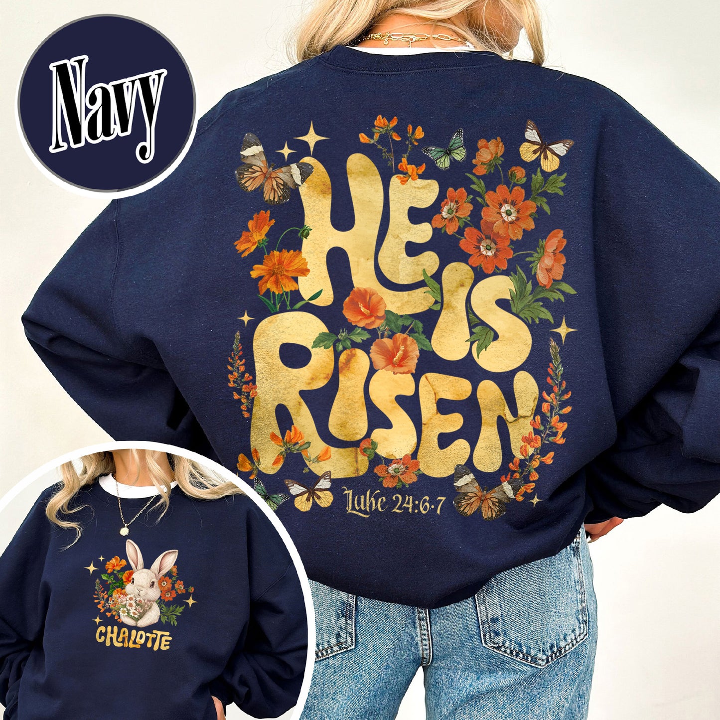 Easter Sweatshirt,He Is Risen Easter Sweatshirt,Floral Easter Sweatshirt,Jesus Easter,Easter Sweatshirt For Women