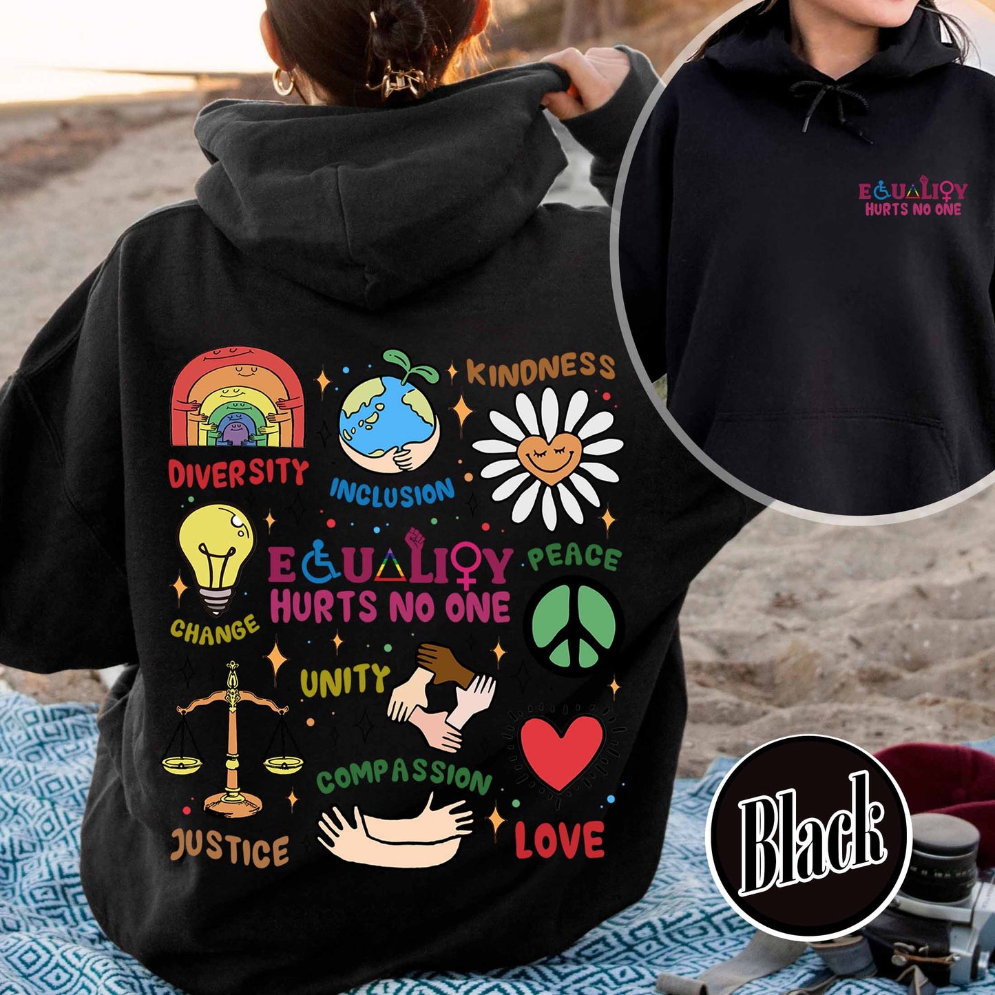 Equality Hoodie,Equality Hurts No One Hoodie,Black Lives Matter, Equal Rights, Pride Hoodie, LGBT Hoodie