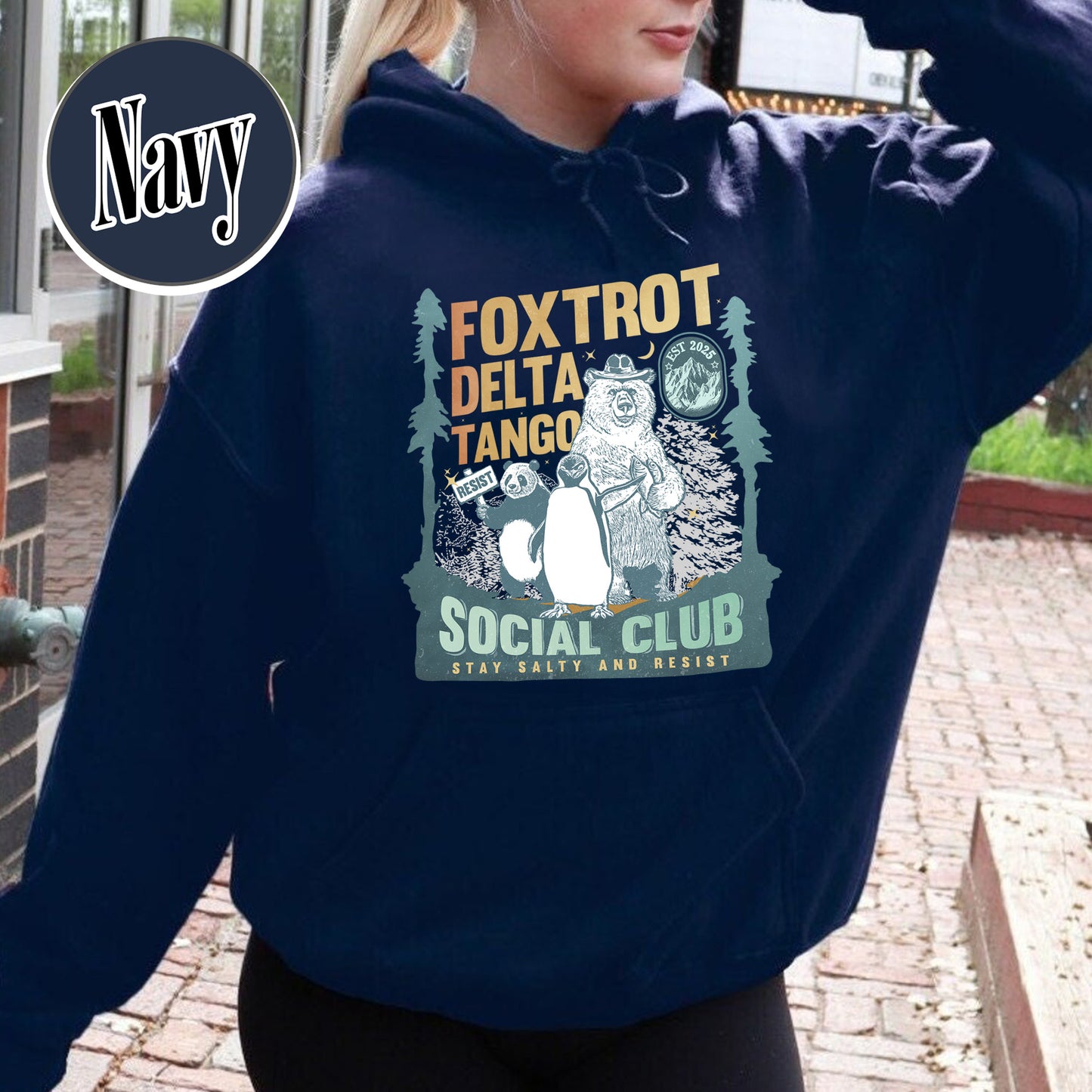 Foxtrot Delta Tango Hoodie,Social Club Bear Hoodie, Anti Facism Hoodie, Anti Republican Hoodie
