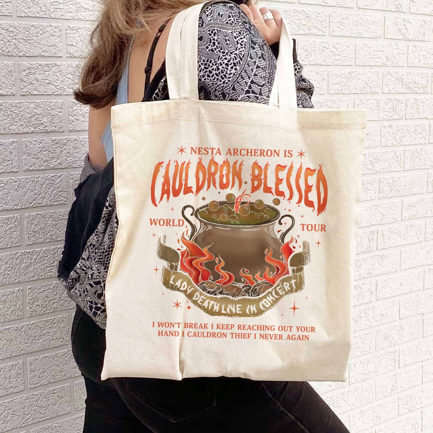 Nesta Archeron Tote Bag, Cauldron Blessed Bag,Nesta Archeron Cauldron Blessed,Nesta Archeron Gifts, Acosf Bag,Lady Death Bag,Bookish Gift