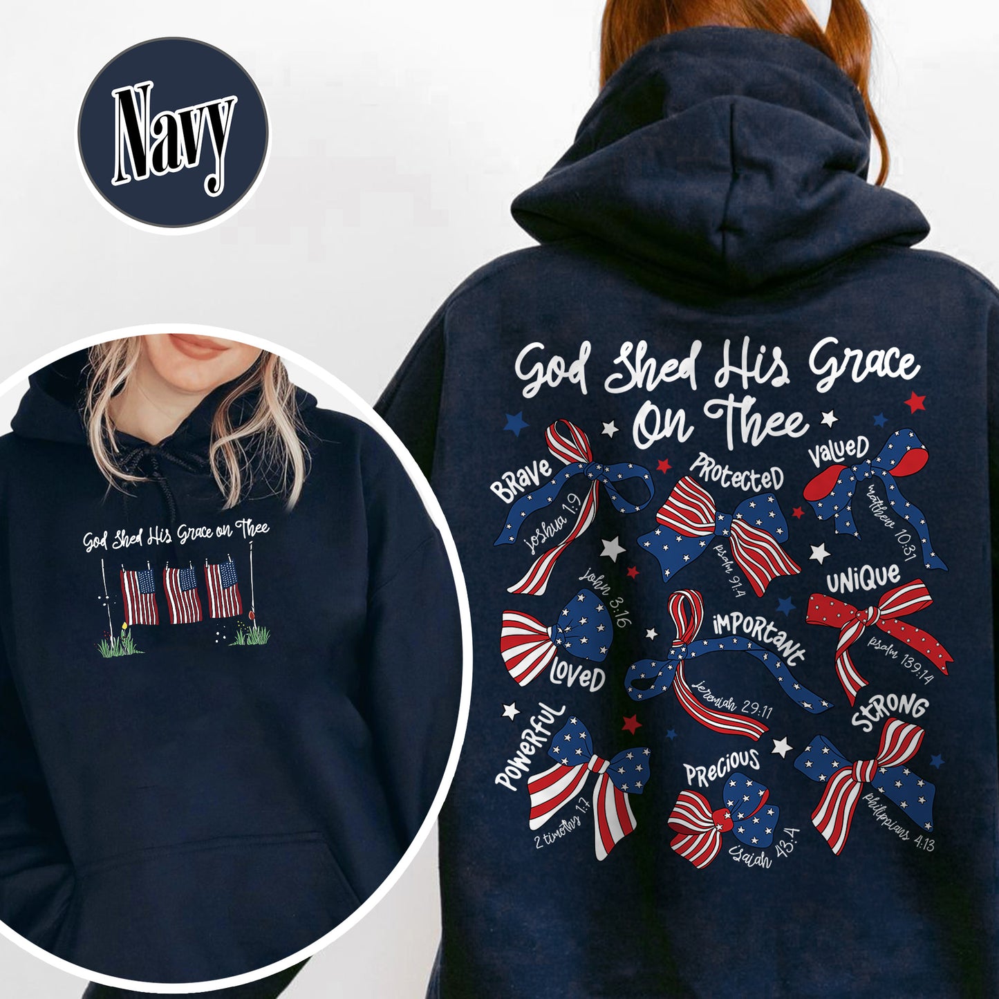 4th of July Hoodie, God Shed His Grace on Thee Hoodie, Christian Patriotic Sublimation Hoodie