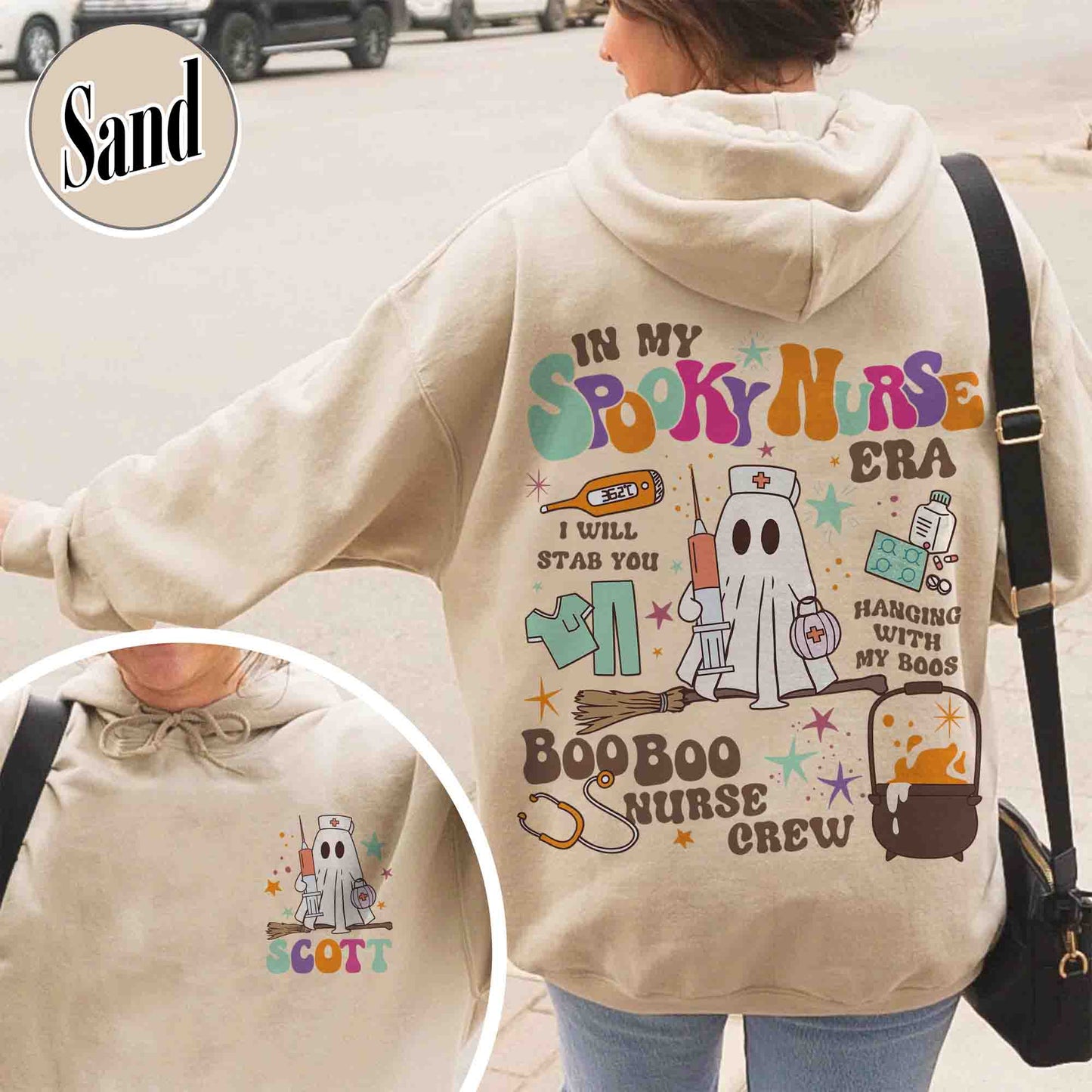 Halloween Hoodie, Spooky Nurse Era Hoodie, ER Nurse Halloween Hoodie, Spooky Season Nurse Hoodie