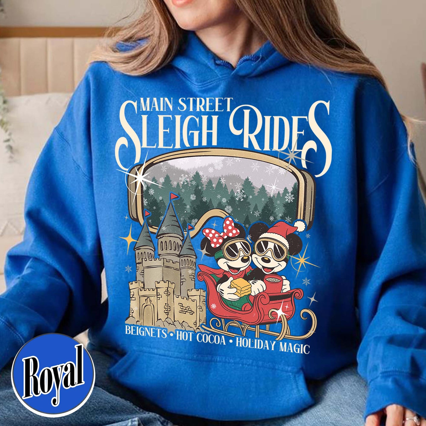 Main Street Sleigh Rides Hoodie, Christmas Girls Trip T Shirts, the Most Magical Place on Earth Christmas Shirt, Hot Cocoa Christmas Shirt