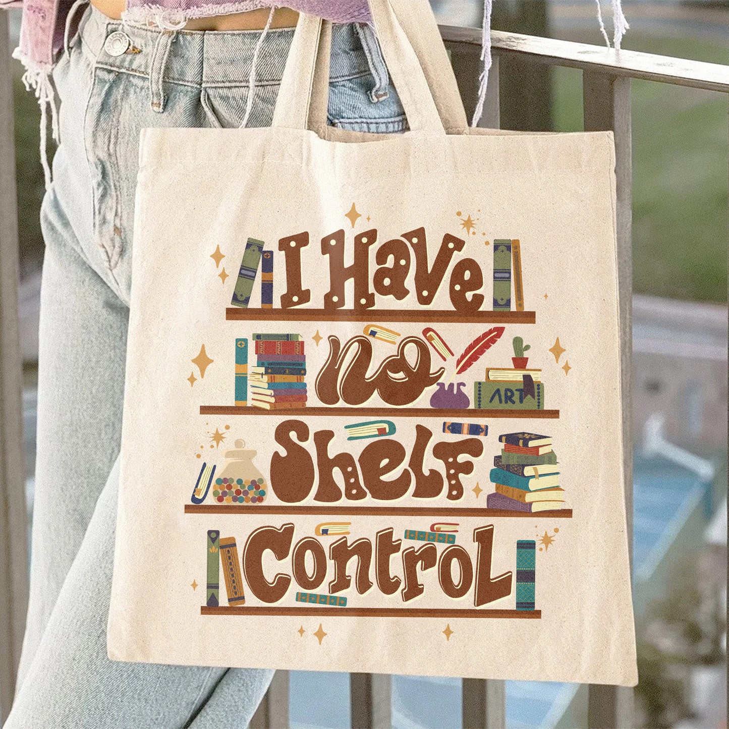 I Have No Shelf Control Bag, Bag For Book Lovers, Book Lover Gift, Reading Bag, Librarian Bag