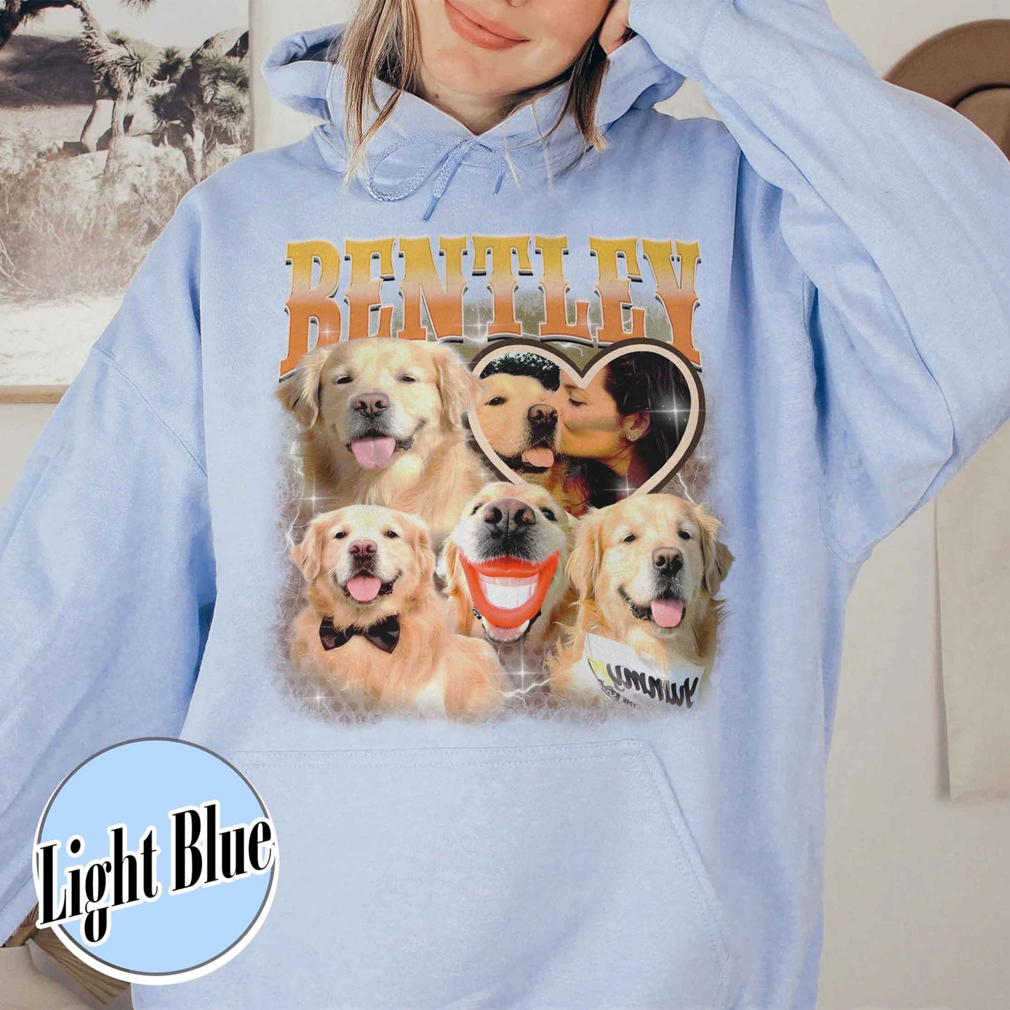 Custom Hoodie, Custom Pet Photo Hoodie, Custom Retro Dog Bootleg Hoodie, Pet Lovers Gift