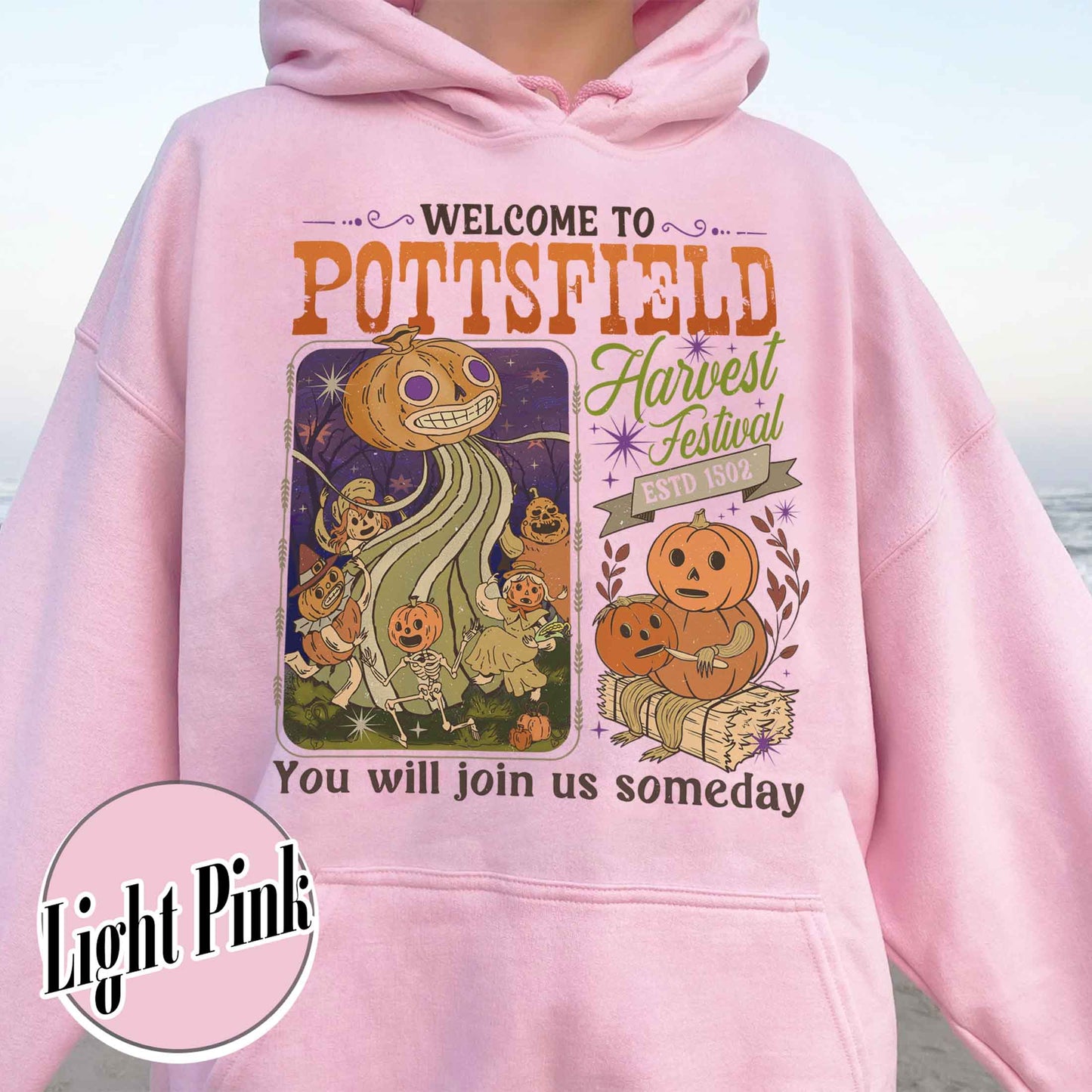 Halloween Pumpkin Hoodie, Pottsfield Harvest Festival Hoodie, Skeleton Festival Apparels