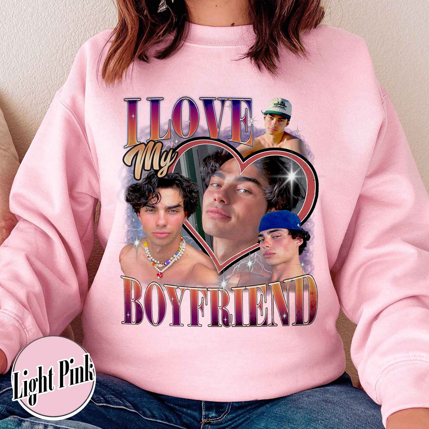 Valentine’s Day Sweatshirt, Custom I Love My Boyfriend Sweatshirt, Custom Photo Sweatshirt