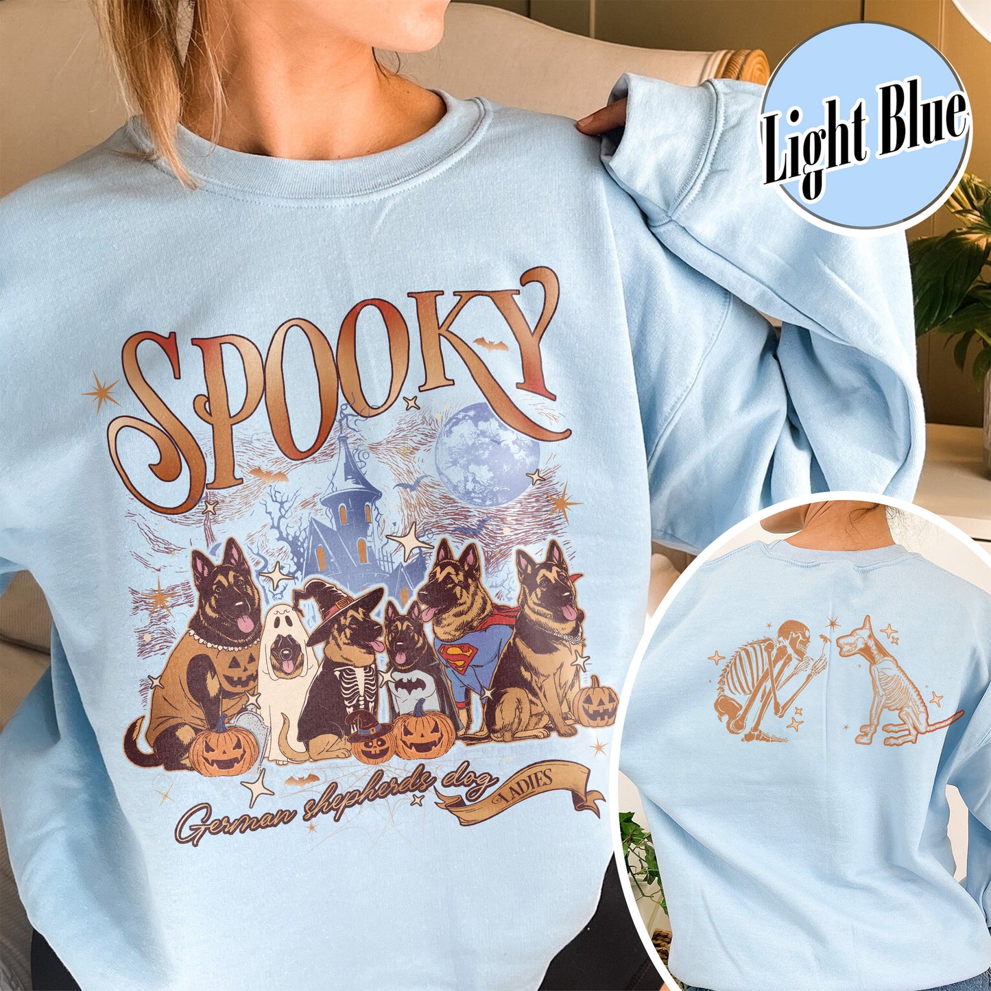 Halloween Sweatshirt, Spooky Dog Mom Sweatshirt, Trick or Treat Ghost Dogs Sweatshirt,Dog Boop Skeleton Sweatshirt