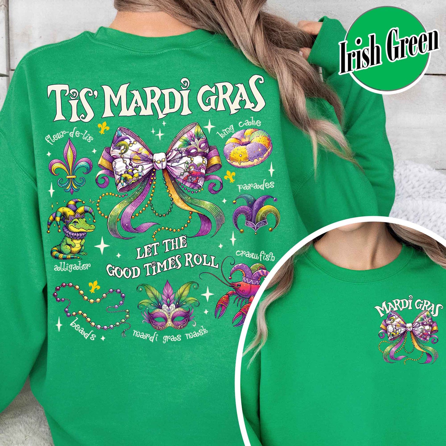 Mardi Gras Sweatshirt, Mardi Gras Coquette Sweatshirt,Louisiana Mardi Gras Sweatshirt, Fat Tuesday Sweatshirt