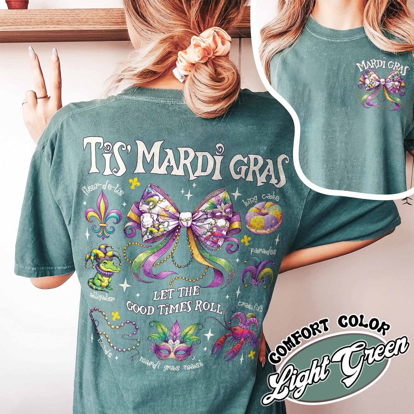 Mardi Gras Comfort Colors Shirt, Mardi Gras Coquette Shirt,Louisiana Mardi Gras Shirt, Fat Tuesday Shirt