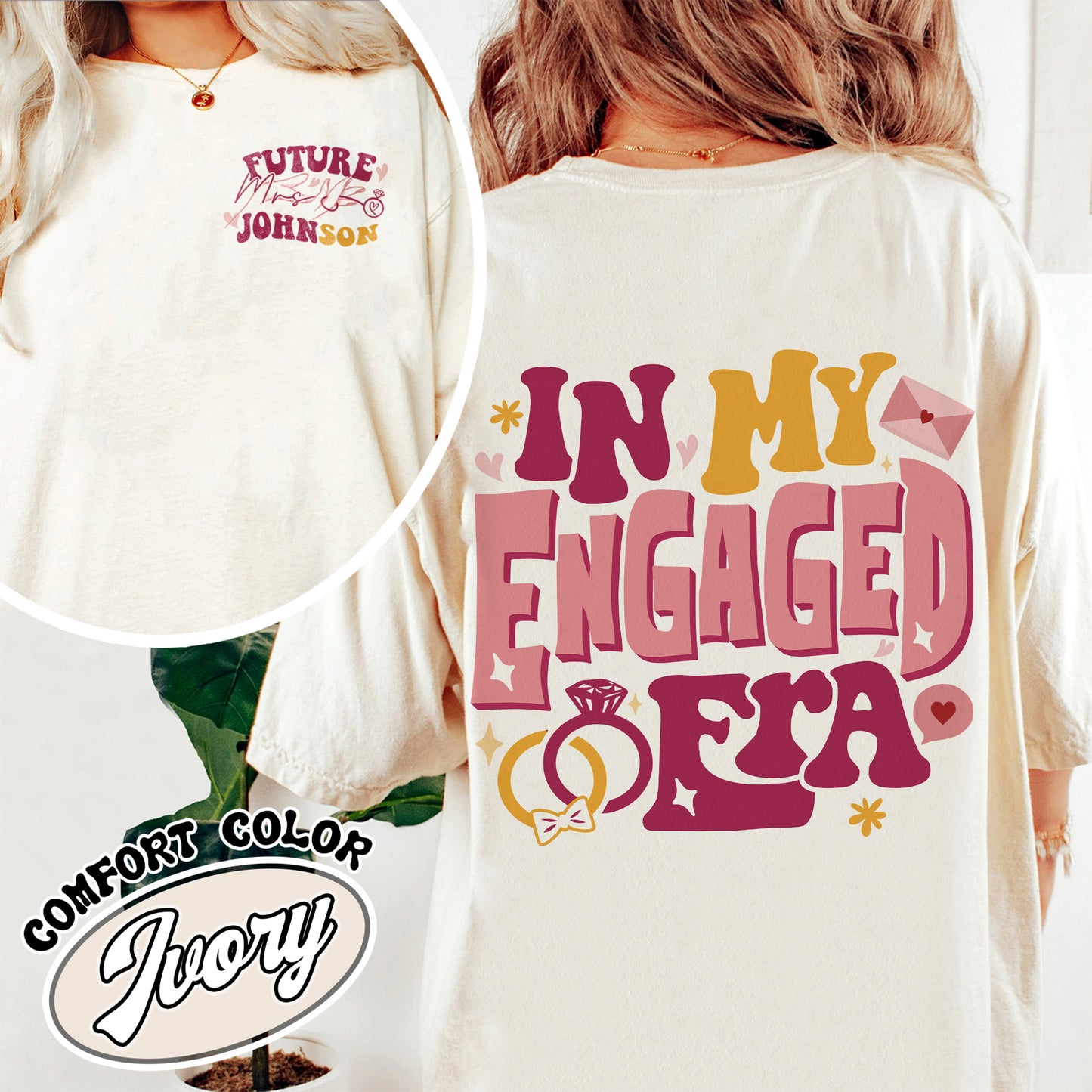 Custom In My Engaged Era Comfort Color Shirt, Engagement Gift For Her, Engaged Era Shirt, Bachelorette Shirt