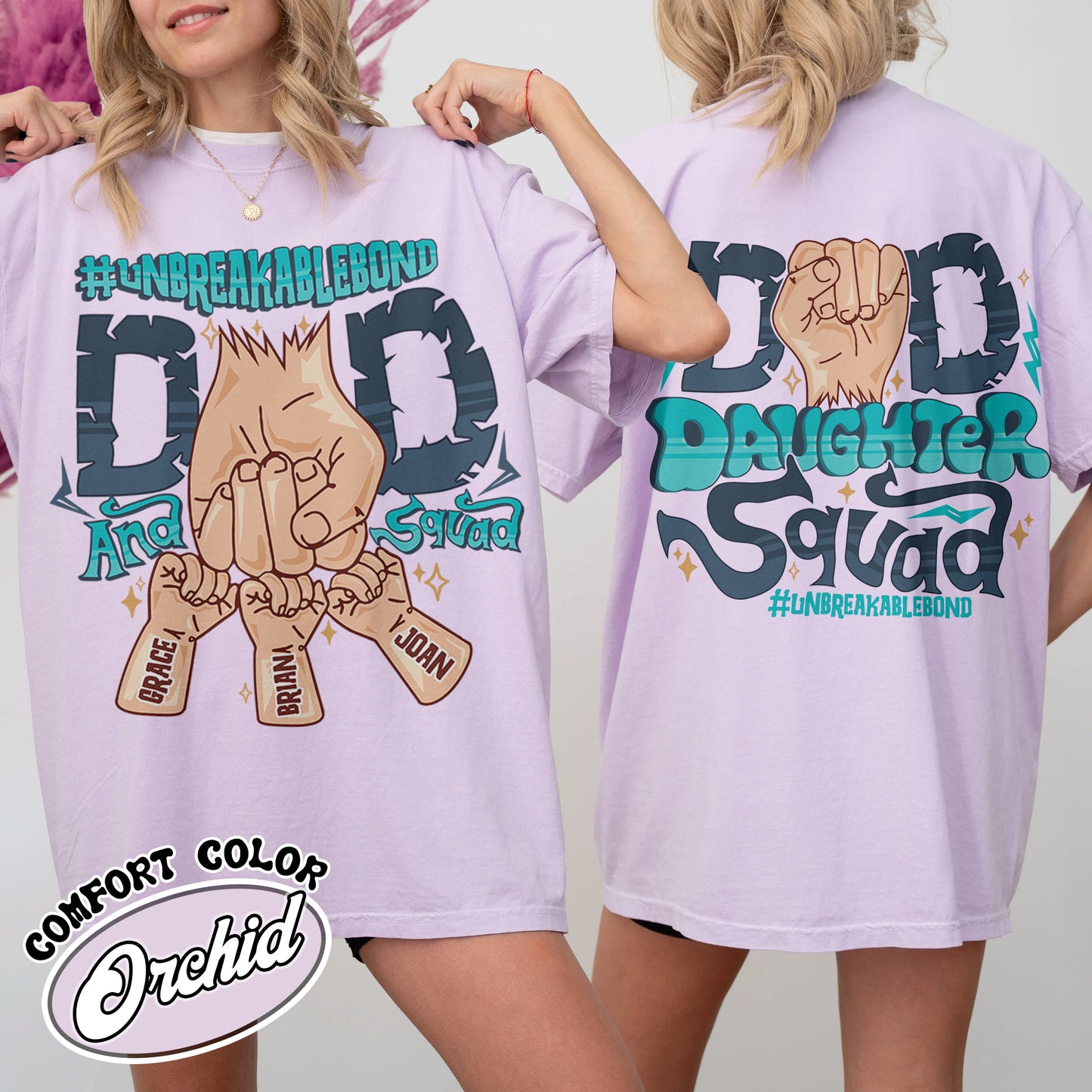 Dad Daughter Squad Unbreakablebond Comfort Color Shirt, Custom Dad Shirt, Dad of Girls Shirt, Fathers Day Gift, Gift for Dad, Dad Daughter Squad Custom Shirt